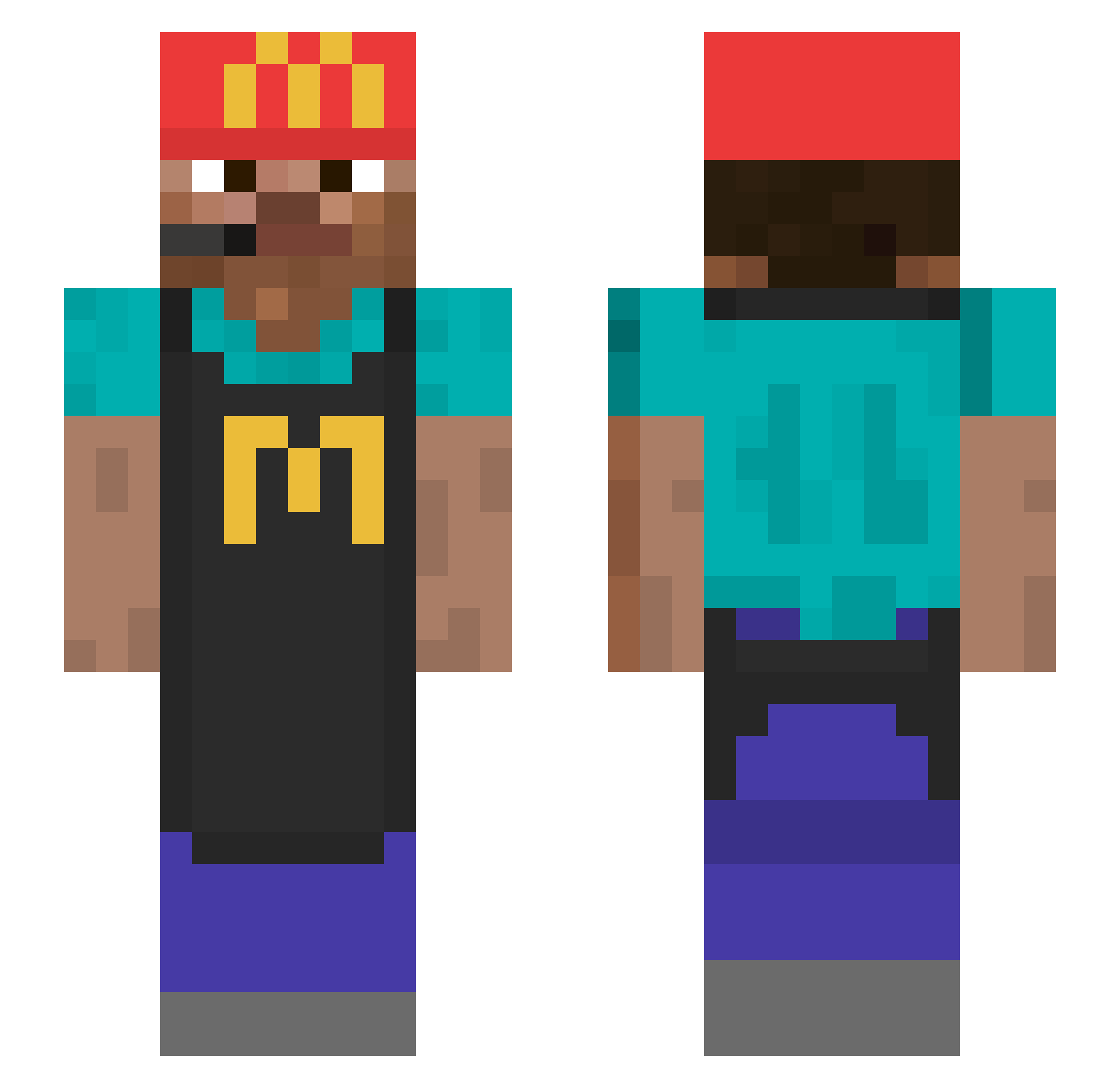 Hayato0508 Minecraft skin, front and back view