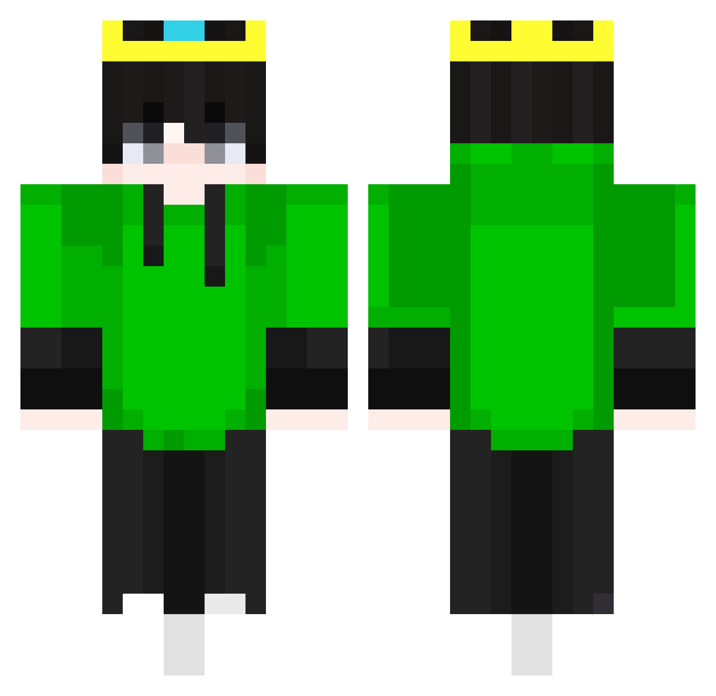Falkocias Minecraft skin, front and back view