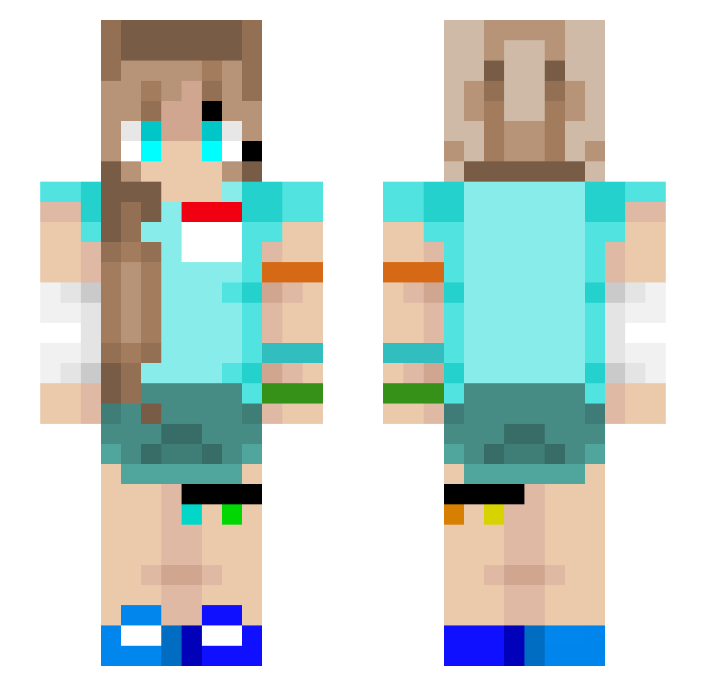 Safaraa Minecraft skin, front and back view