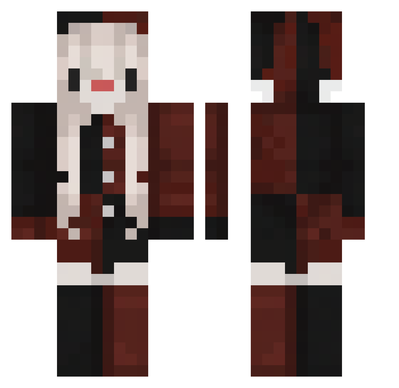 xoraven Minecraft skin, front and back view