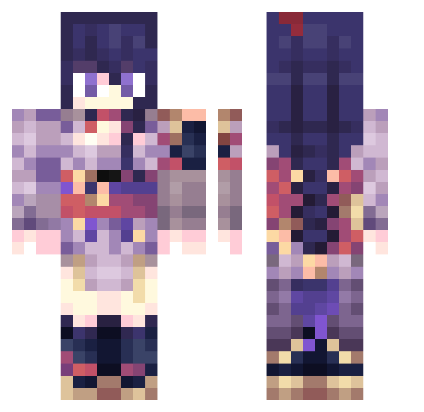 Solile Minecraft skin, front and back view