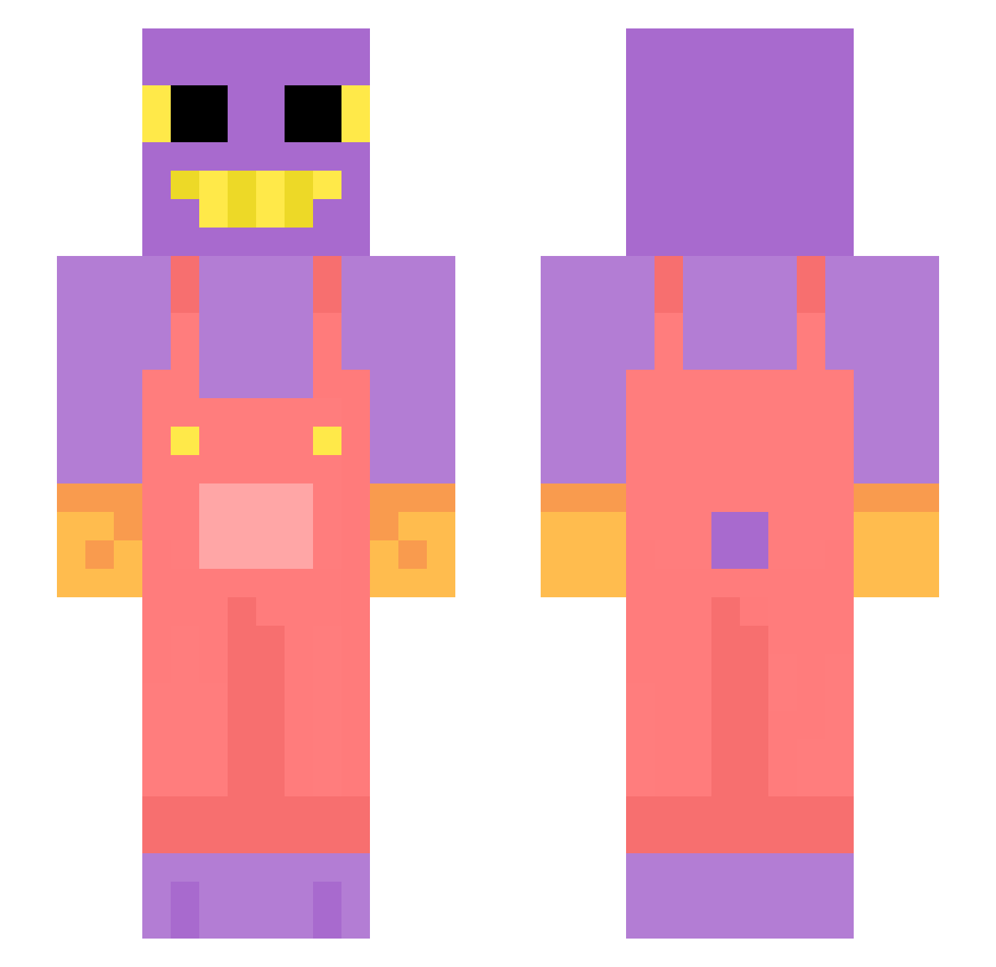 ustev Minecraft skin, front and back view