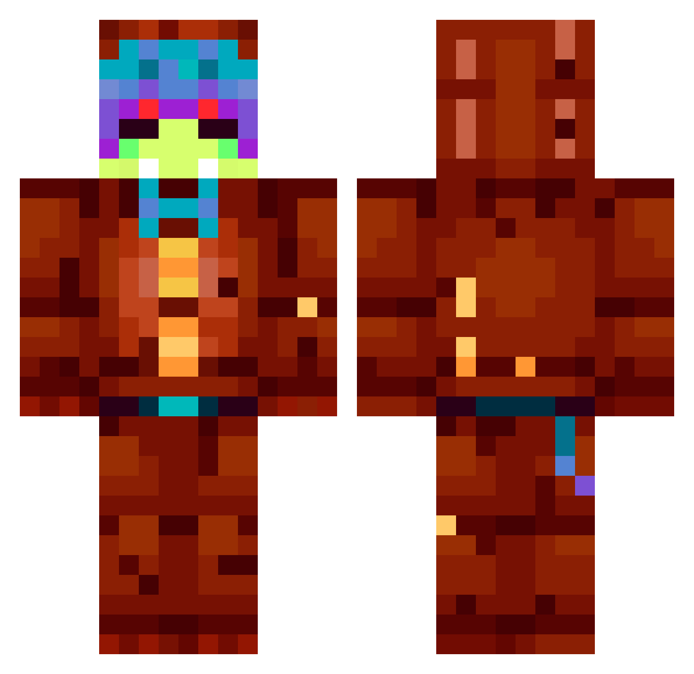 Izkarak Minecraft skin, front and back view