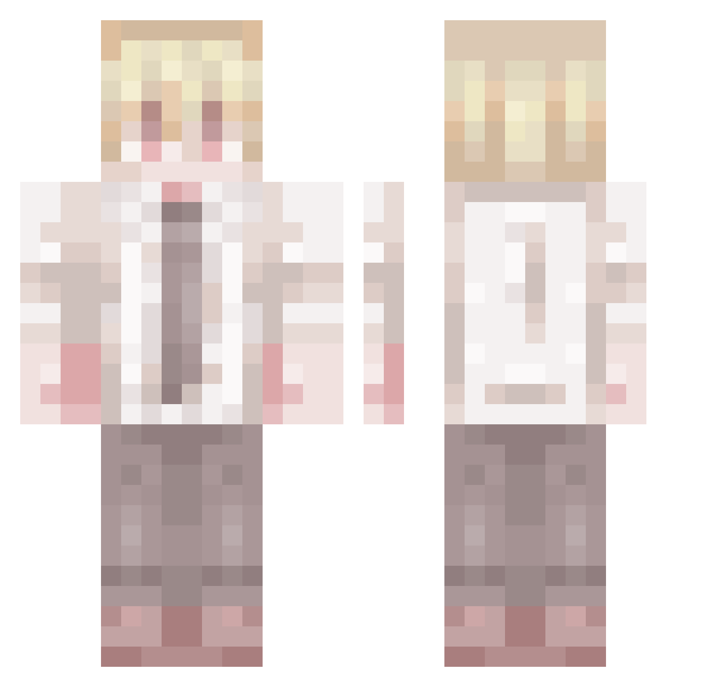 Hasbri Minecraft skin, front and back view