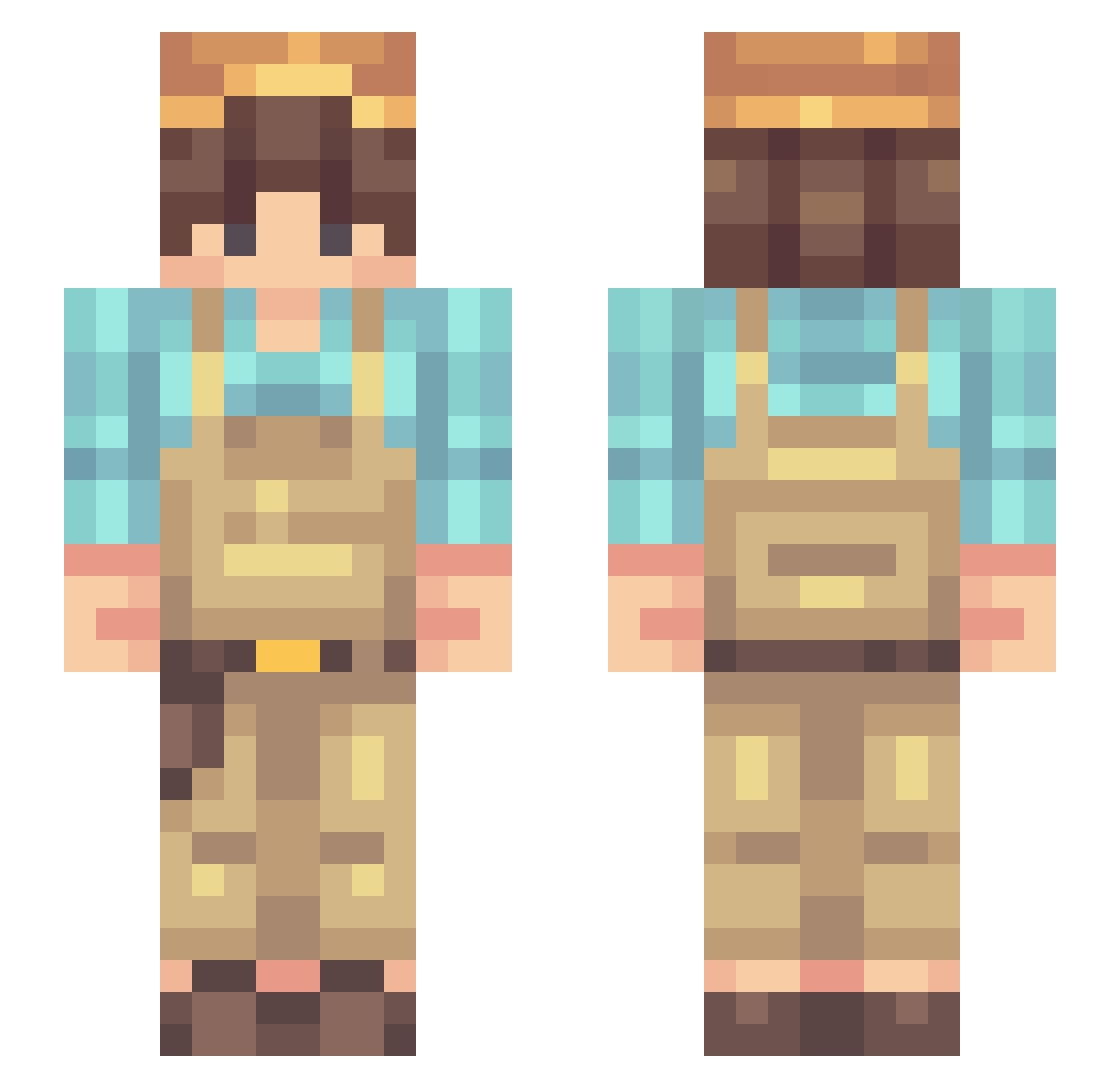Maplefox Minecraft skin, front and back view