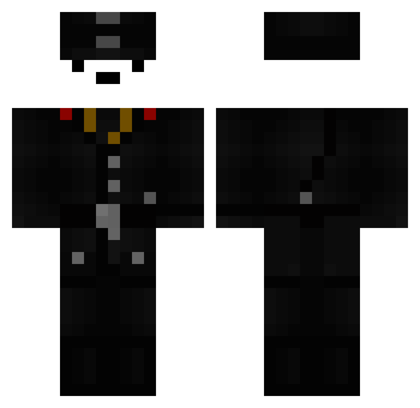 Univse Minecraft skin, front and back view