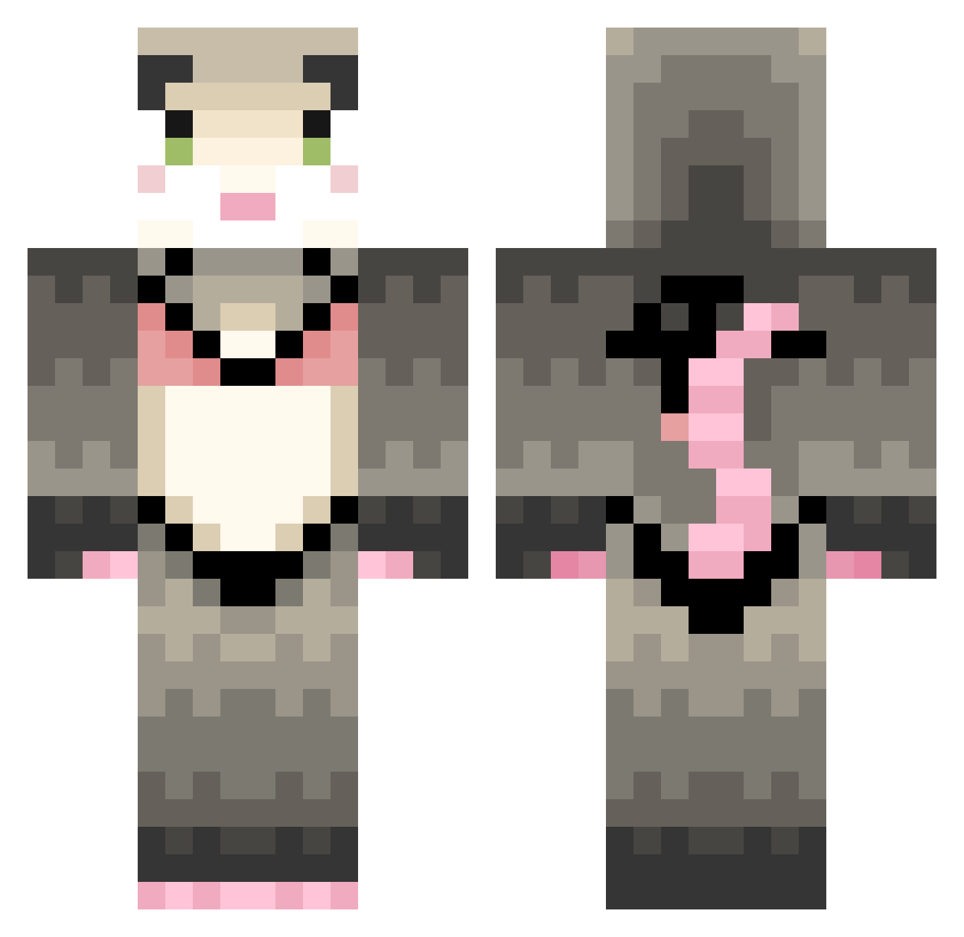 NileJoan Minecraft skin, front and back view