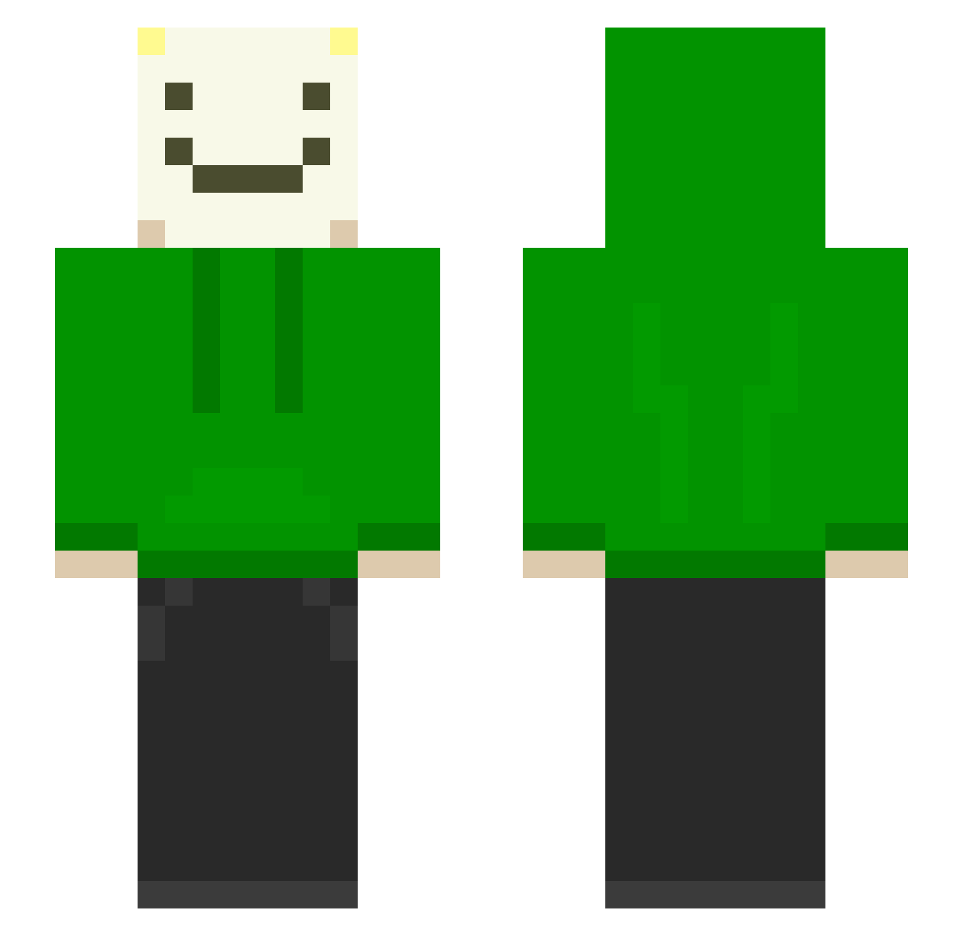 Spyoner Minecraft skin, front and back view