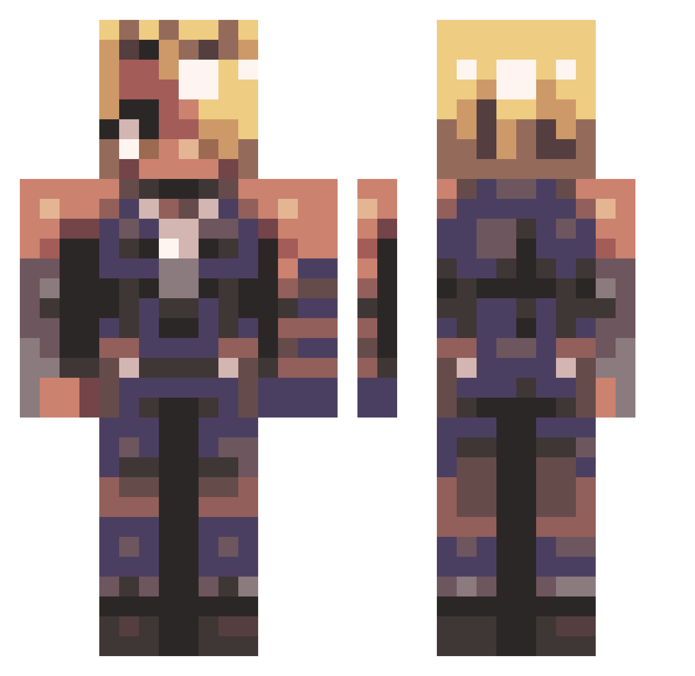Bunta2024 Minecraft skin, front and back view