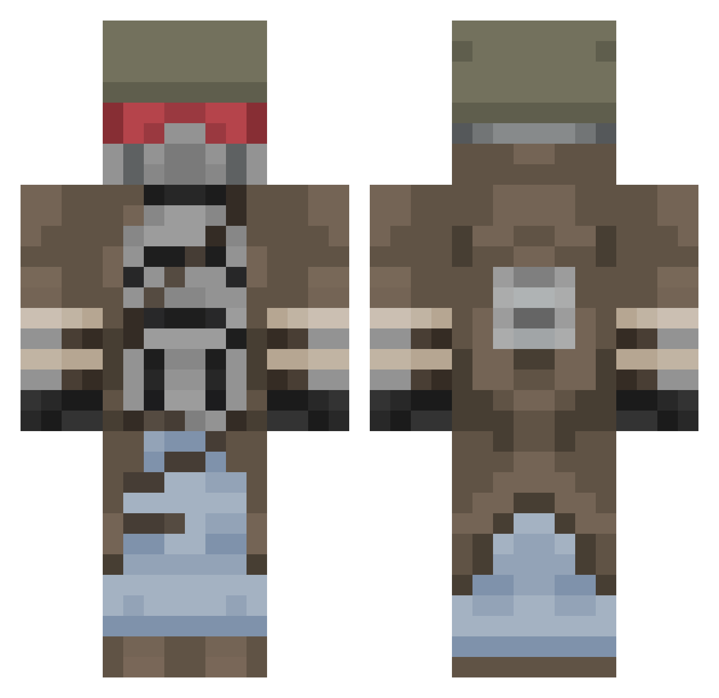 RTGreenFrog Minecraft skin, front and back view