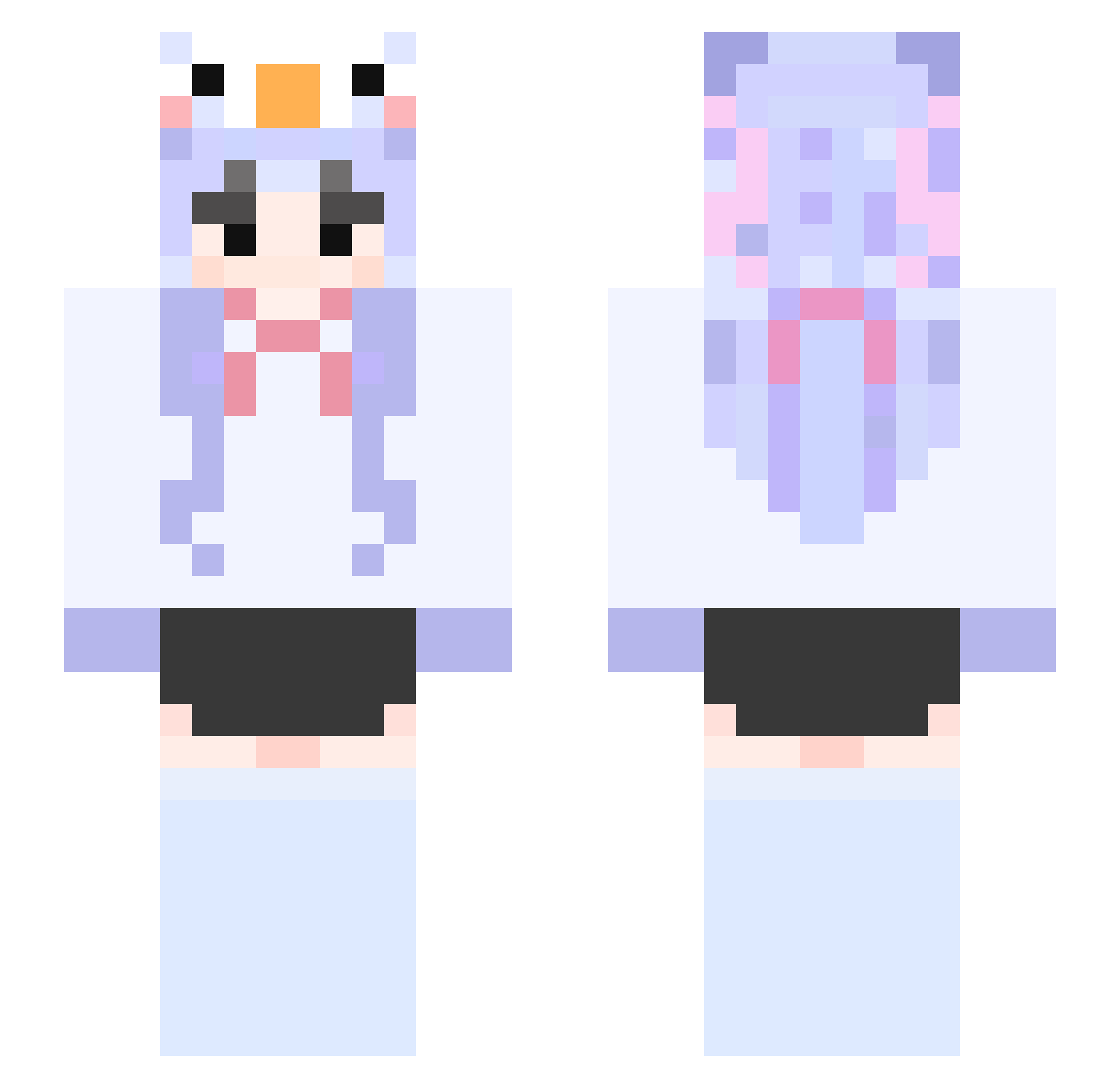 Sparrowo0d Minecraft skin, front and back view