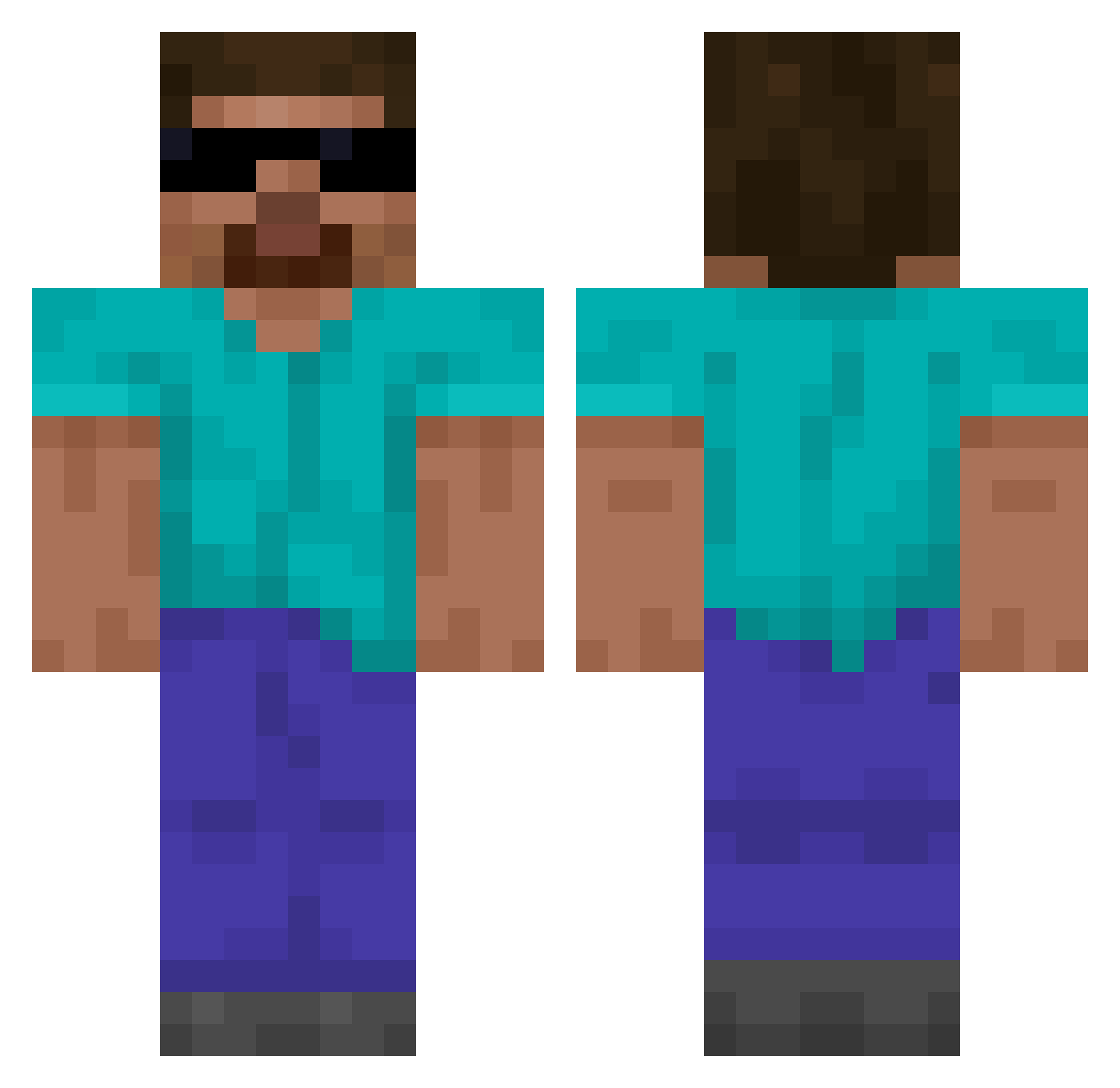 SkrJin Minecraft skin, front and back view