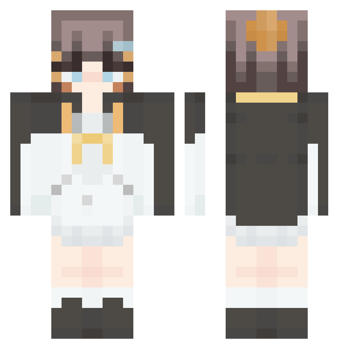 PPKAKG Minecraft skin, front and back view