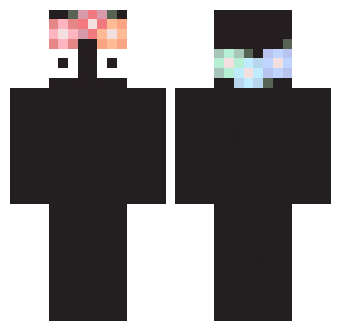 Undeniably Minecraft skin, front and back view