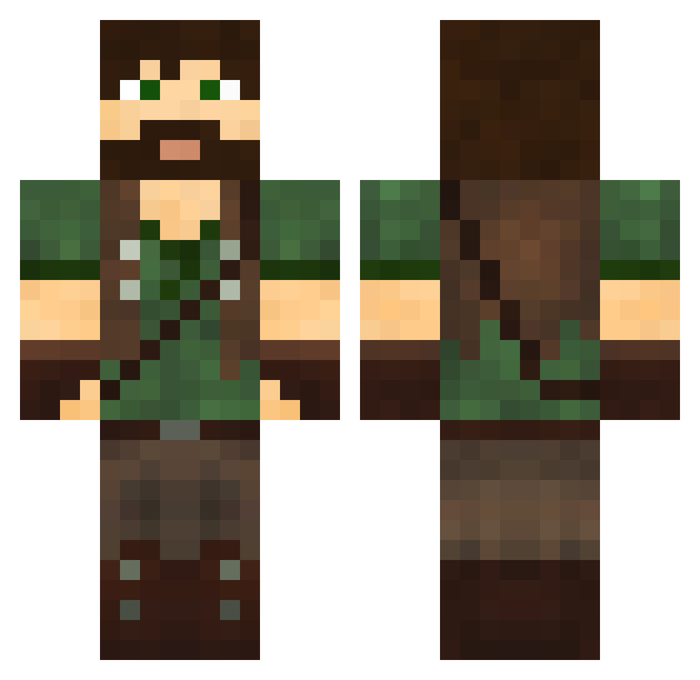 Sprawly Minecraft skin, front and back view