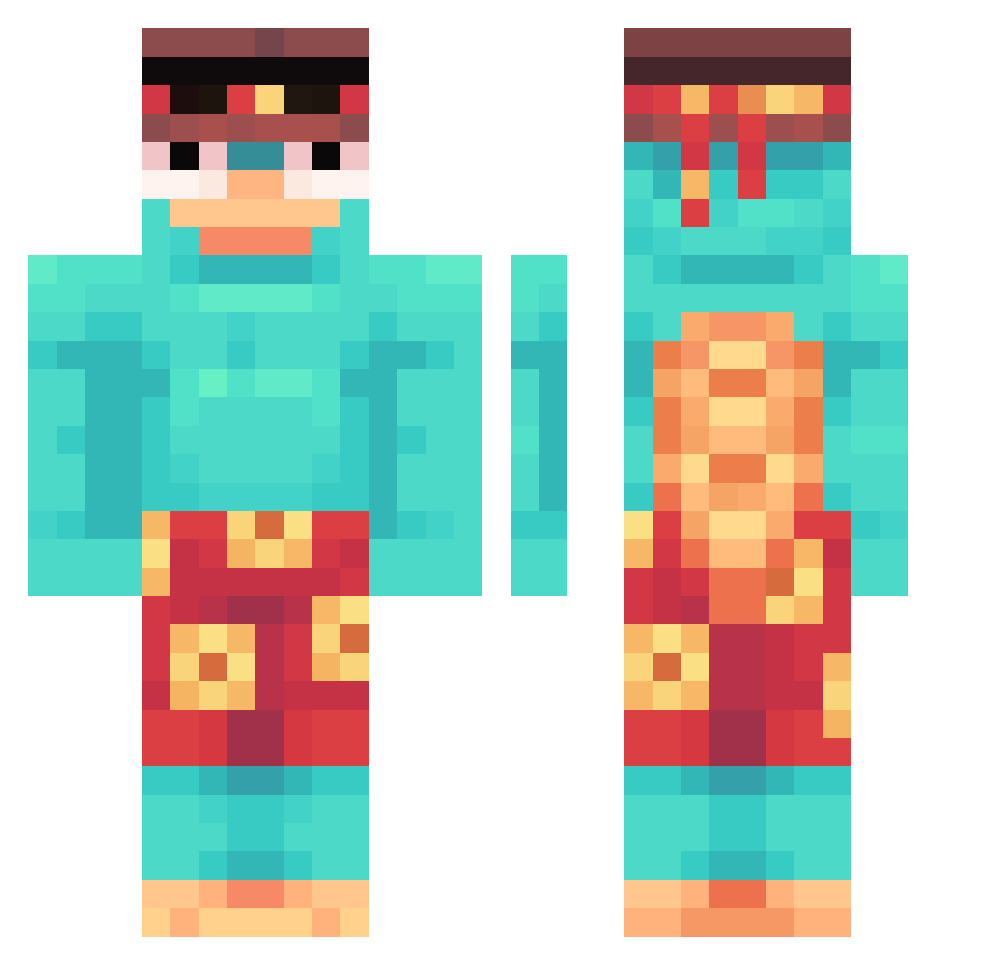 Grrzwii Minecraft skin, front and back view