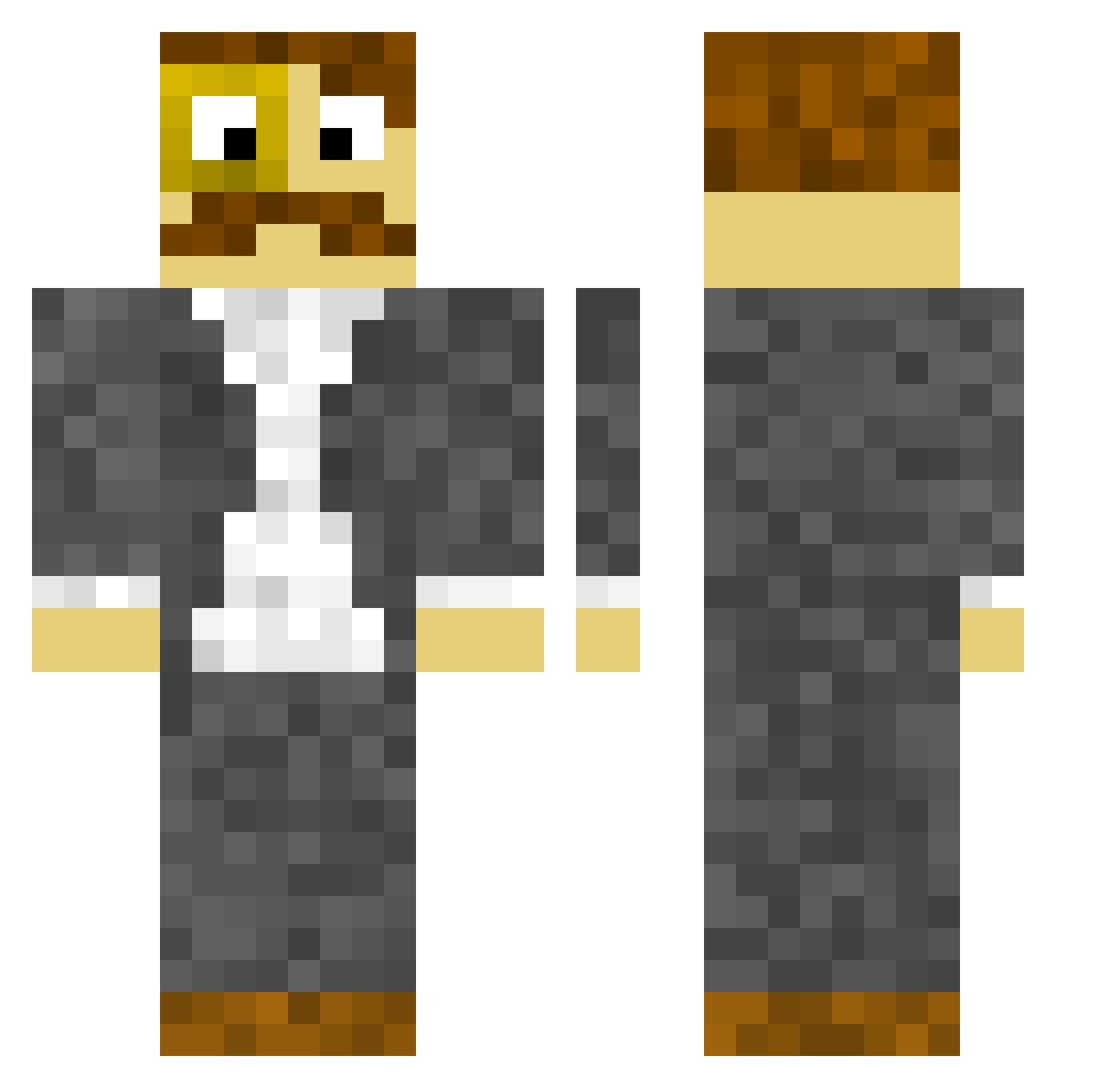 Unshatterable Minecraft skin, front and back view