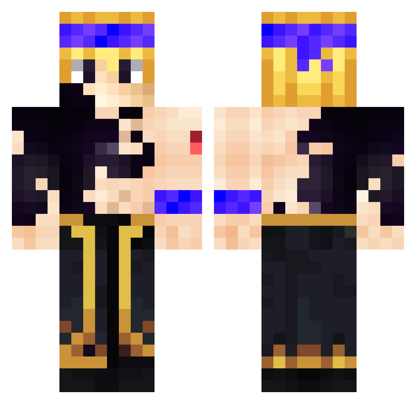 ToxBox8 Minecraft skin, front and back view
