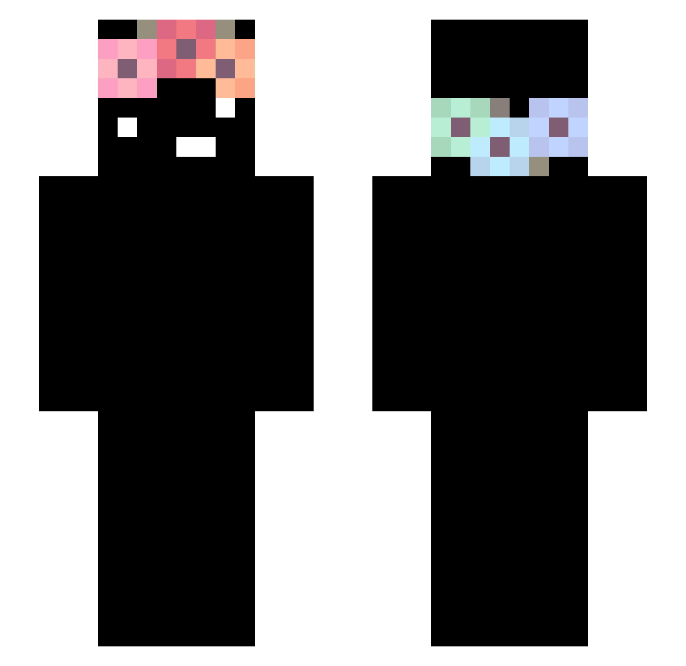 PrivateUnicorns Minecraft skin, front and back view