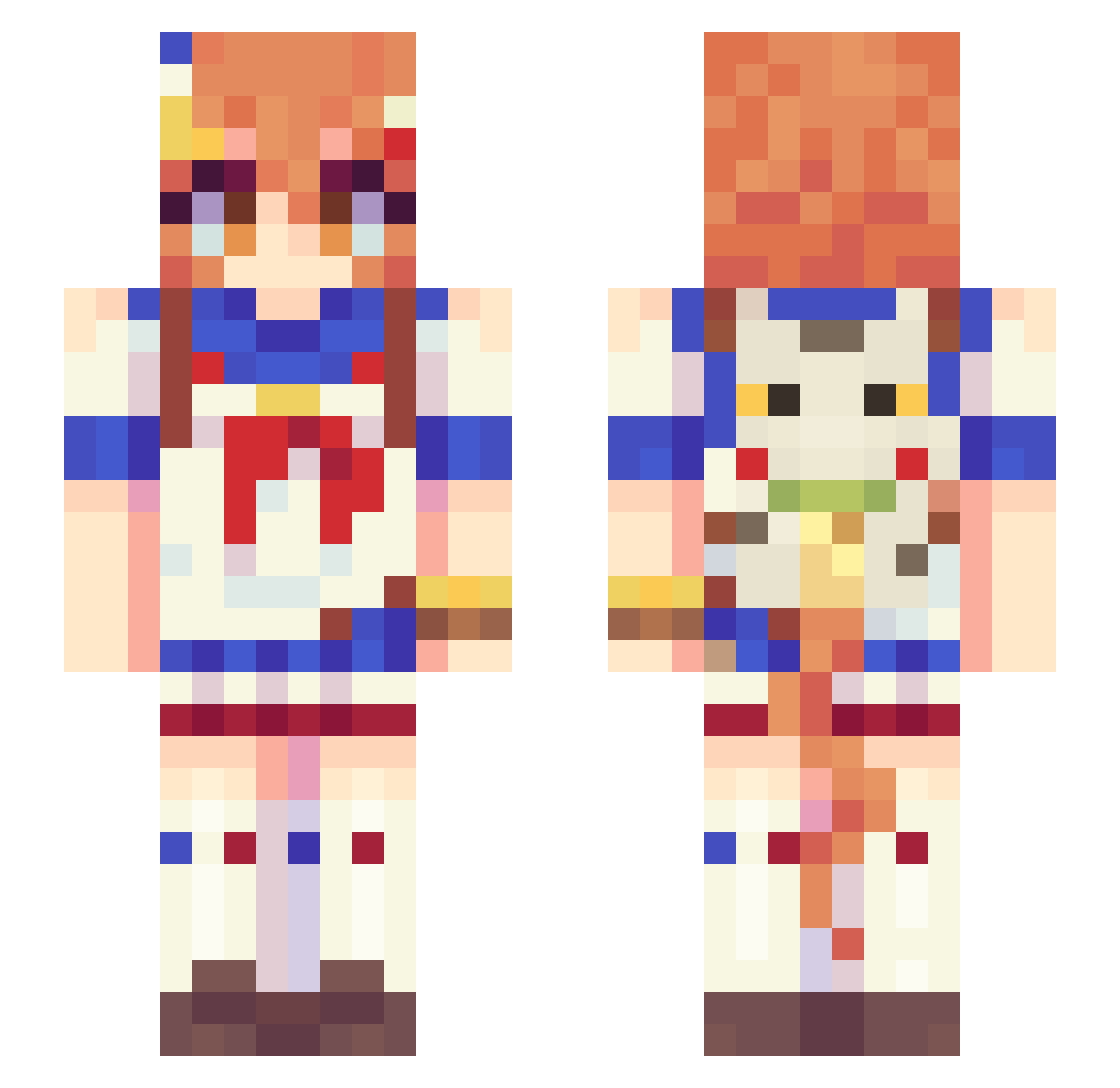 Launx Minecraft skin, front and back view
