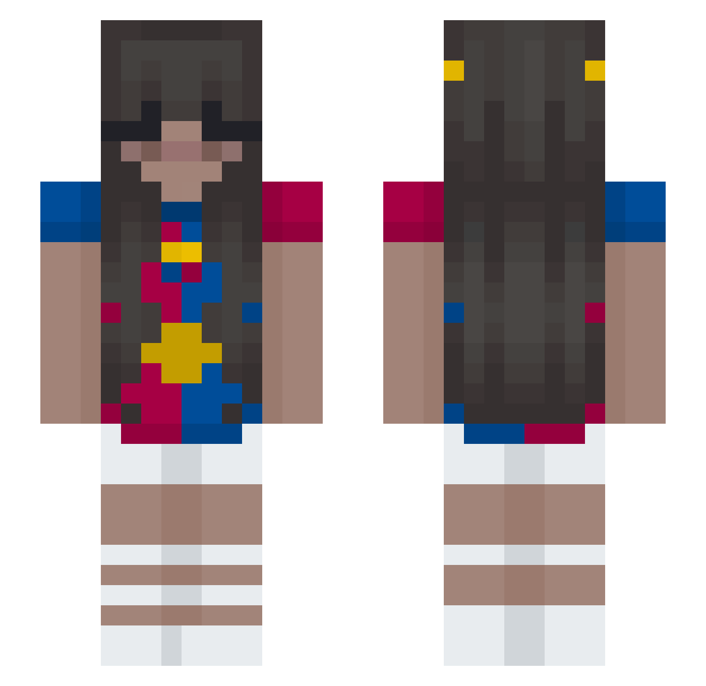 abrazos Minecraft skin, front and back view