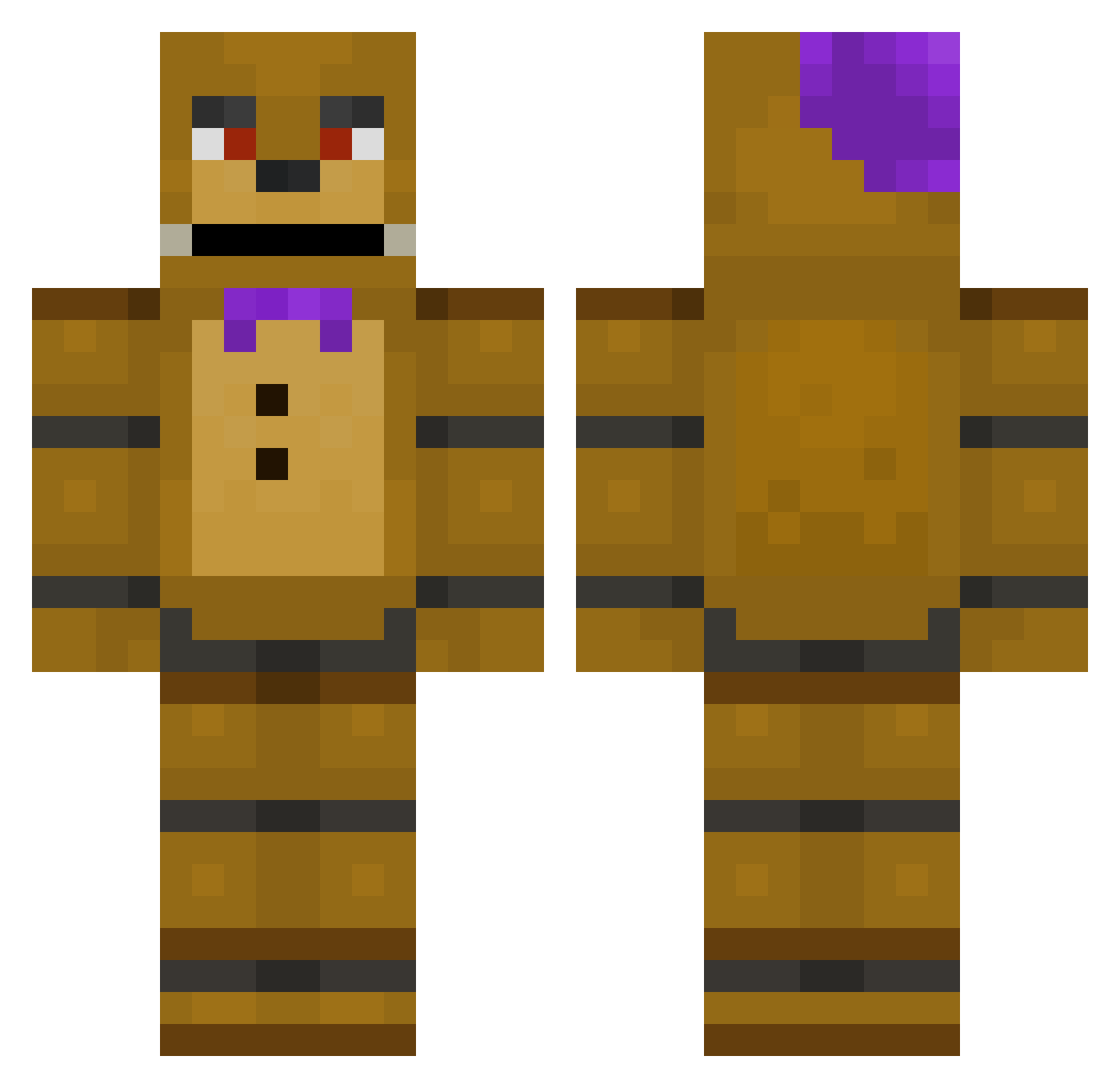 BaboonBob Minecraft skin, front and back view