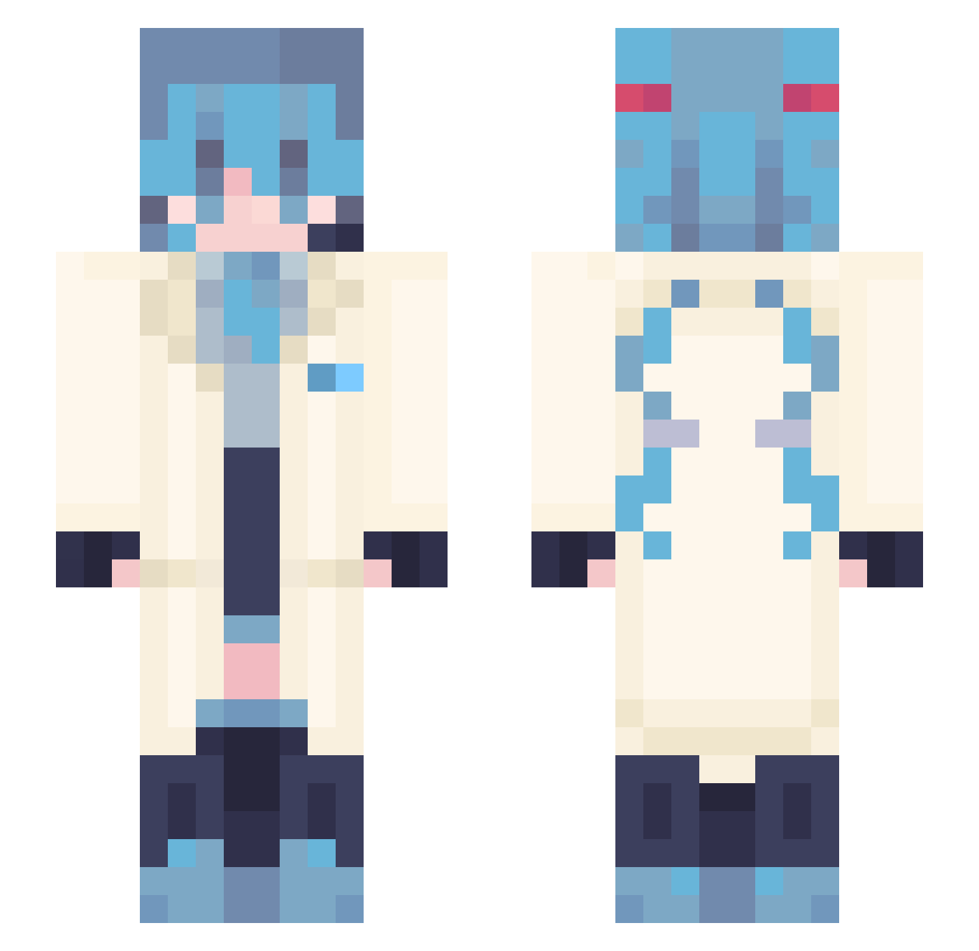 Professor_Miku Minecraft skin, front and back view