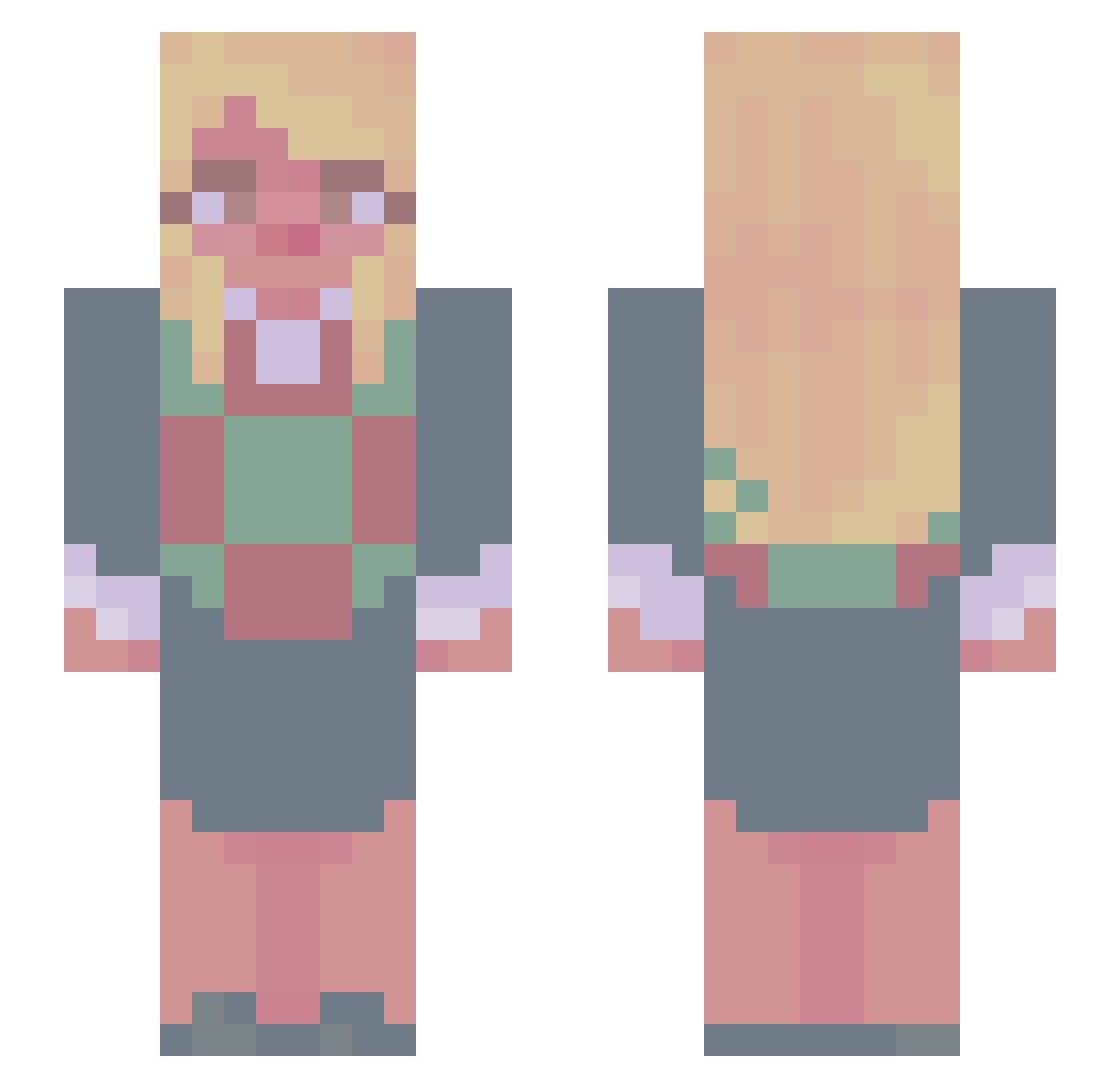 Tek1234 Minecraft skin, front and back view