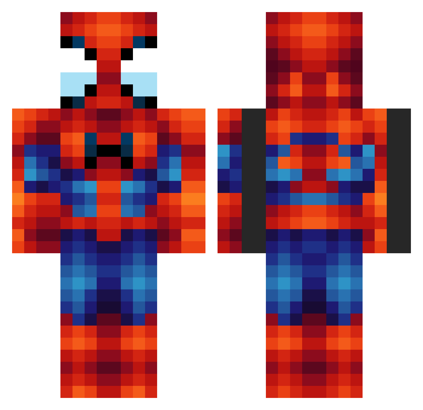 Winetu Minecraft skin, front and back view