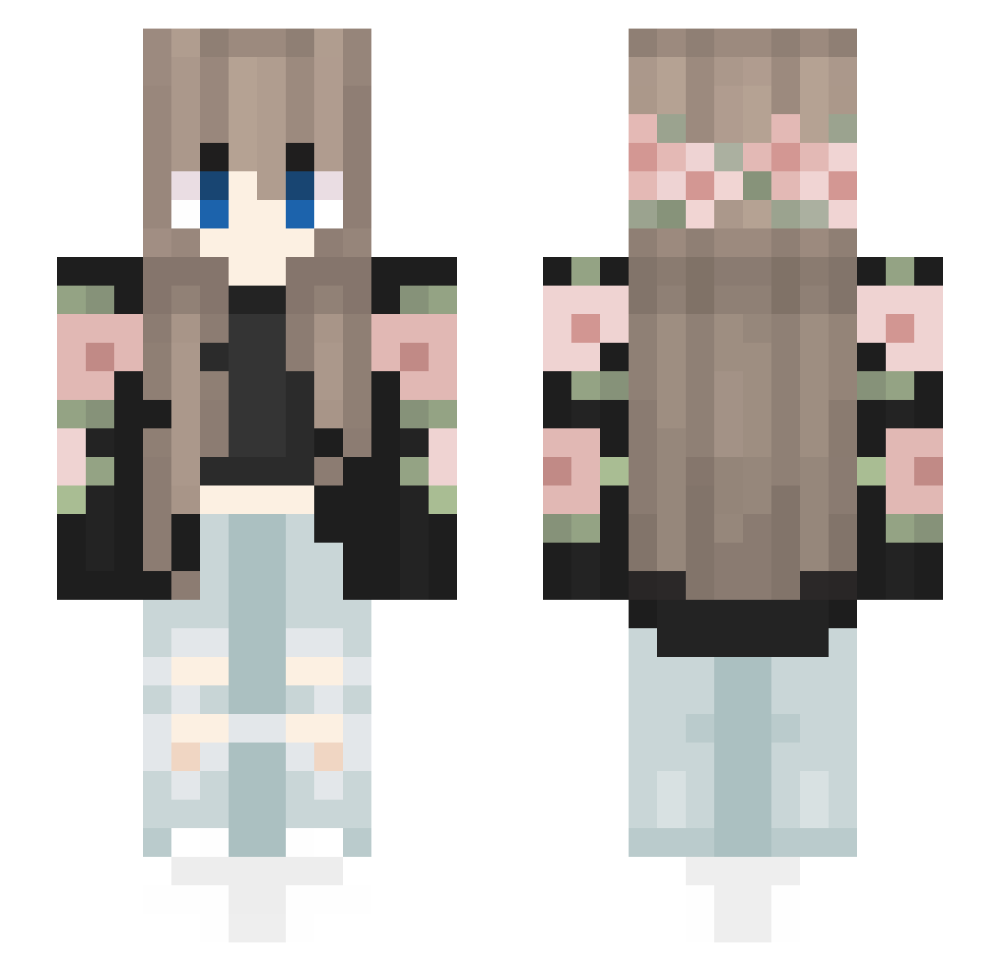 lexicography Minecraft skin, front and back view