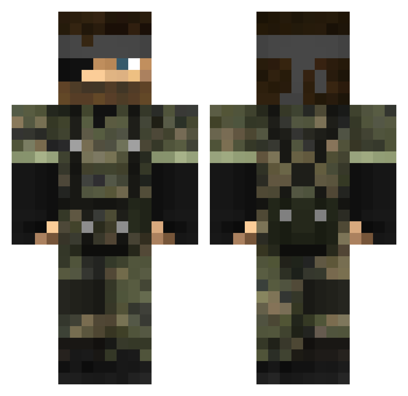 TarnishedAce Minecraft skin, front and back view