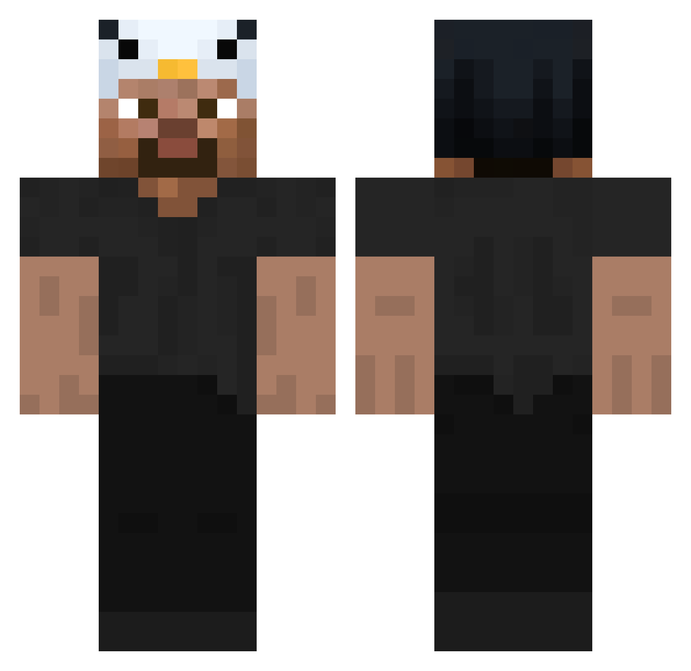 Fuzy77 Minecraft skin, front and back view