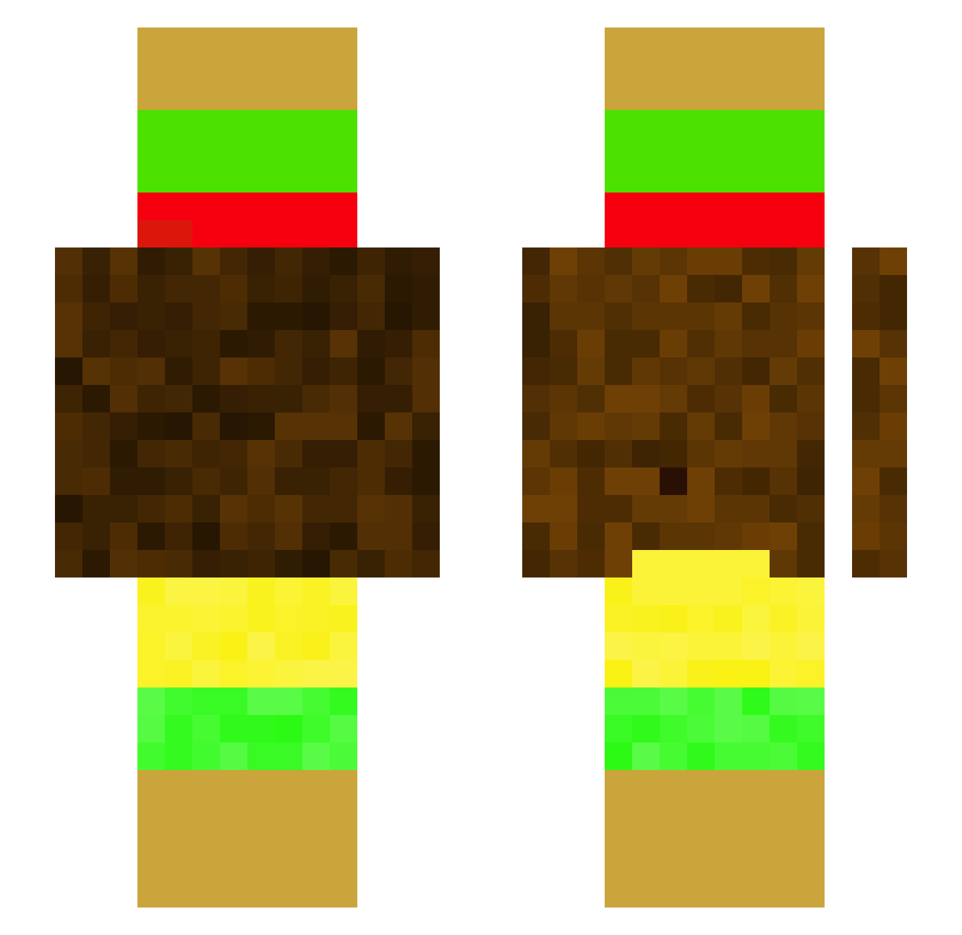beanburger240 Minecraft skin, front and back view
