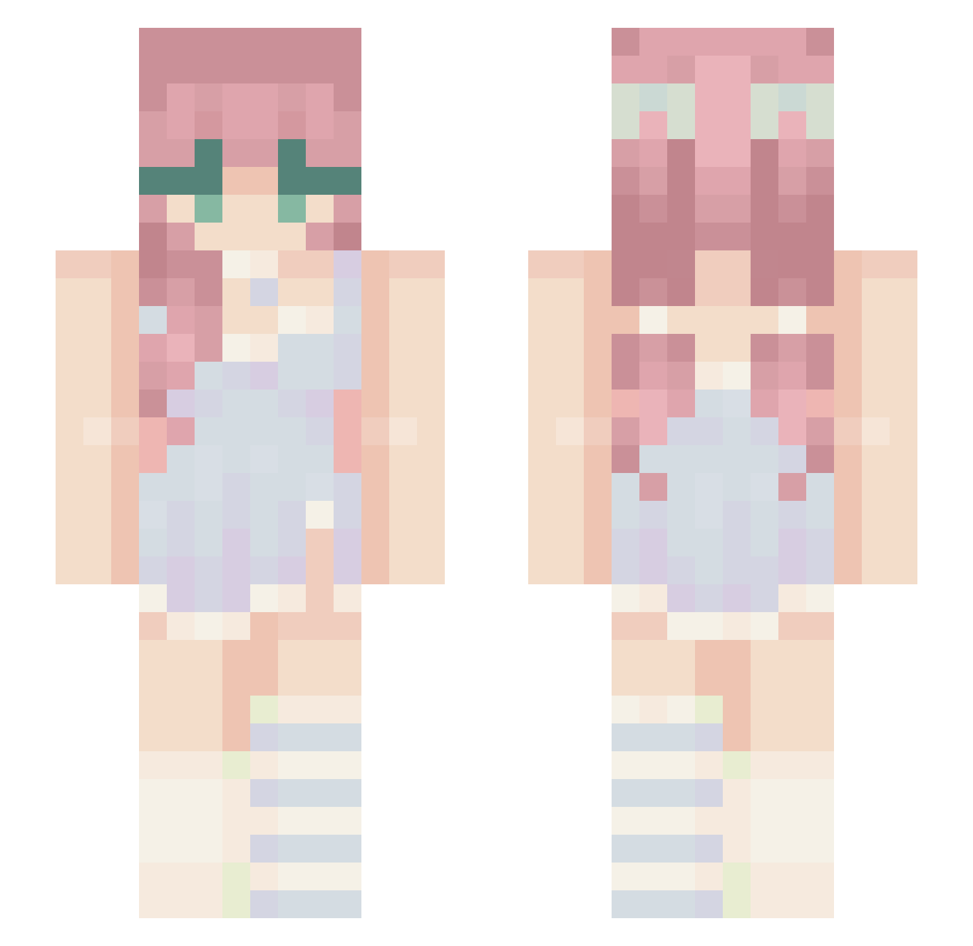 Eiwren Minecraft skin, front and back view
