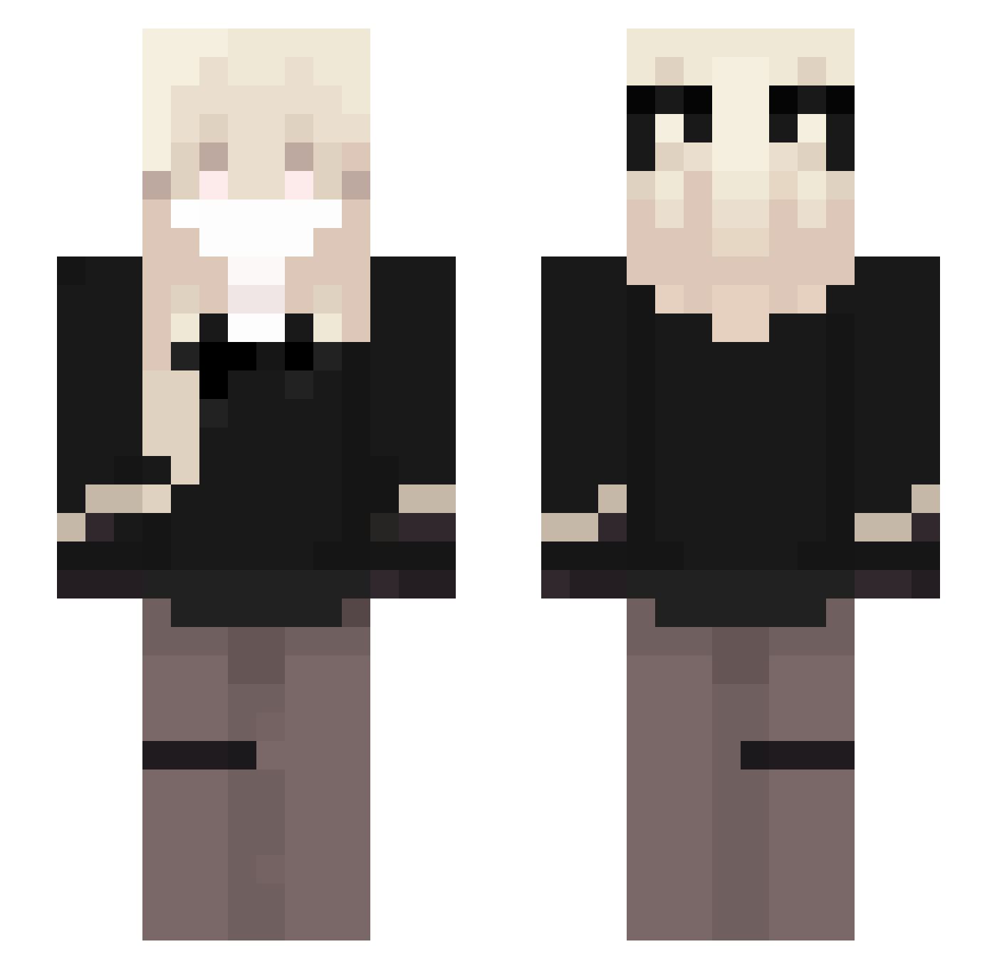 puppymuens Minecraft skin, front and back view