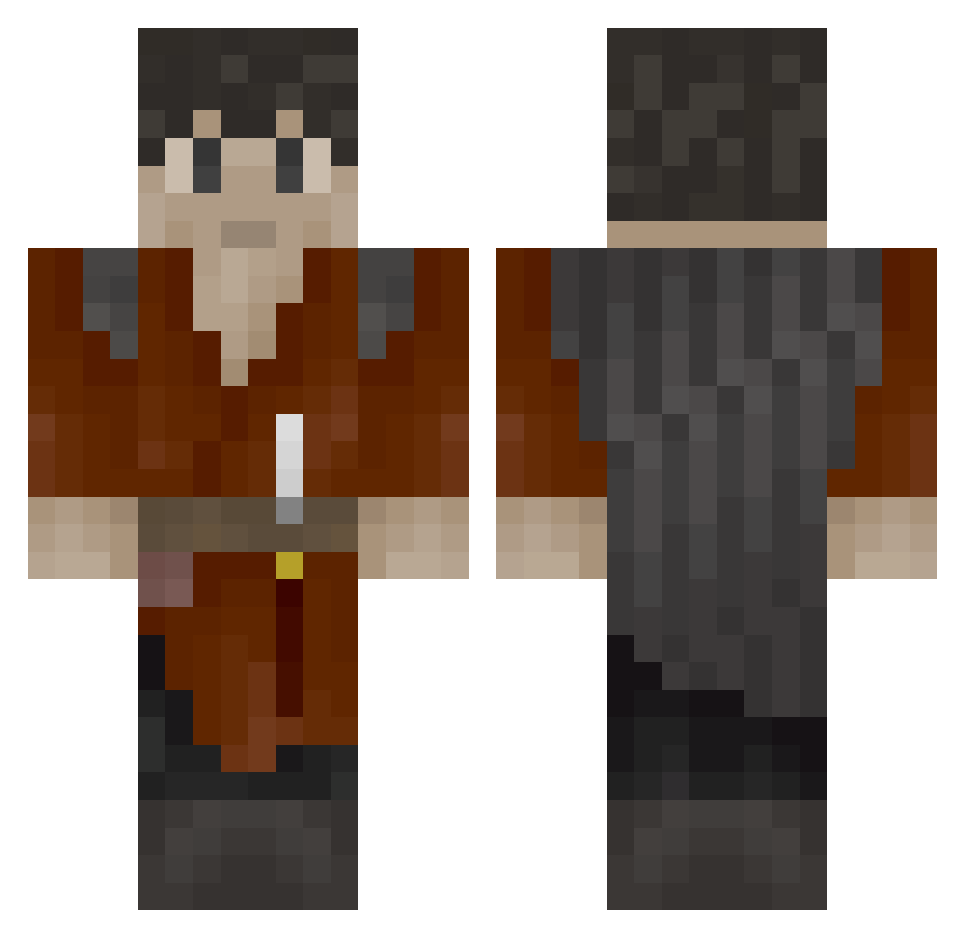 XxMalokMasterxX Minecraft skin, front and back view