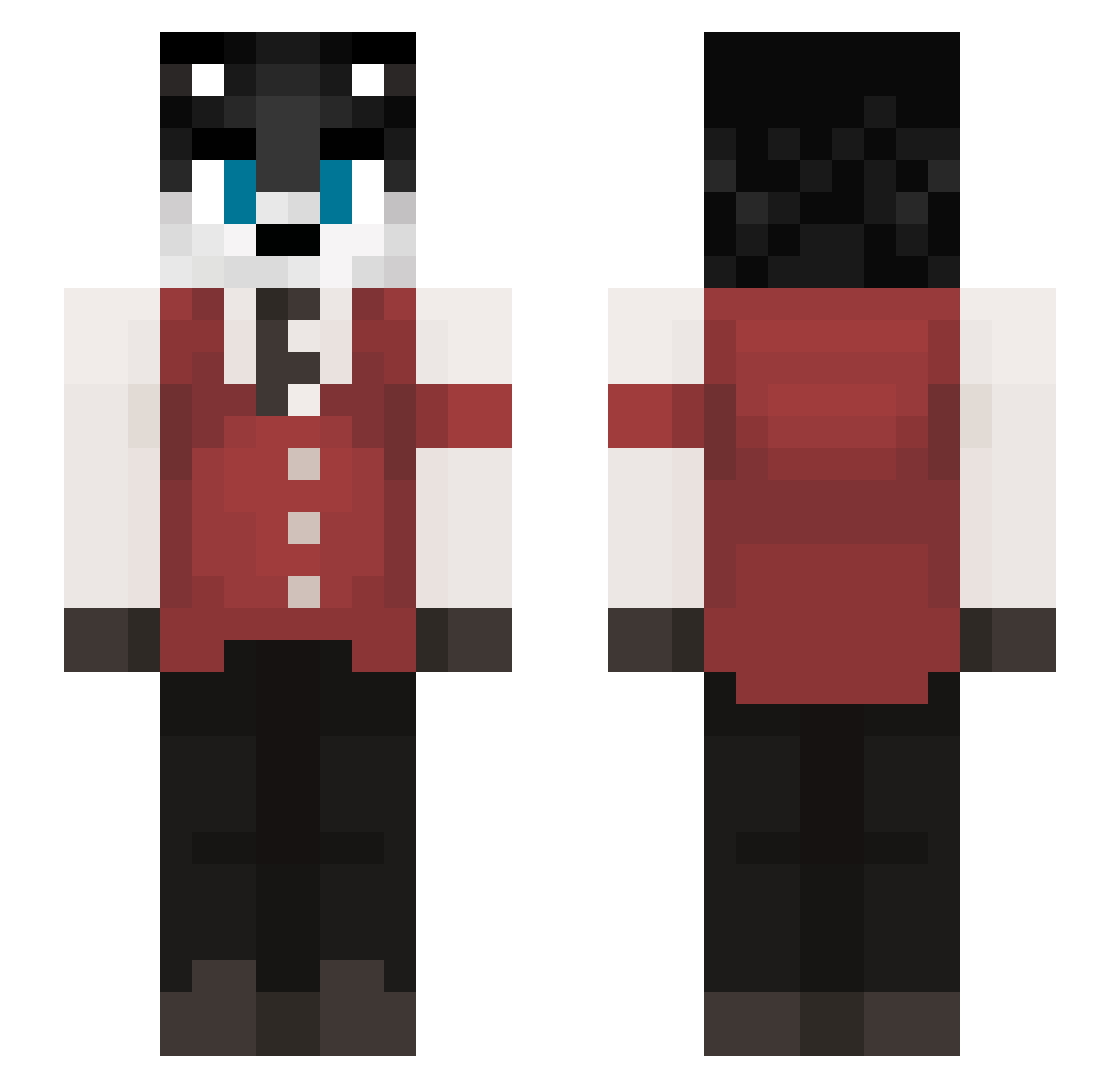 Tomasos36 Minecraft skin, front and back view