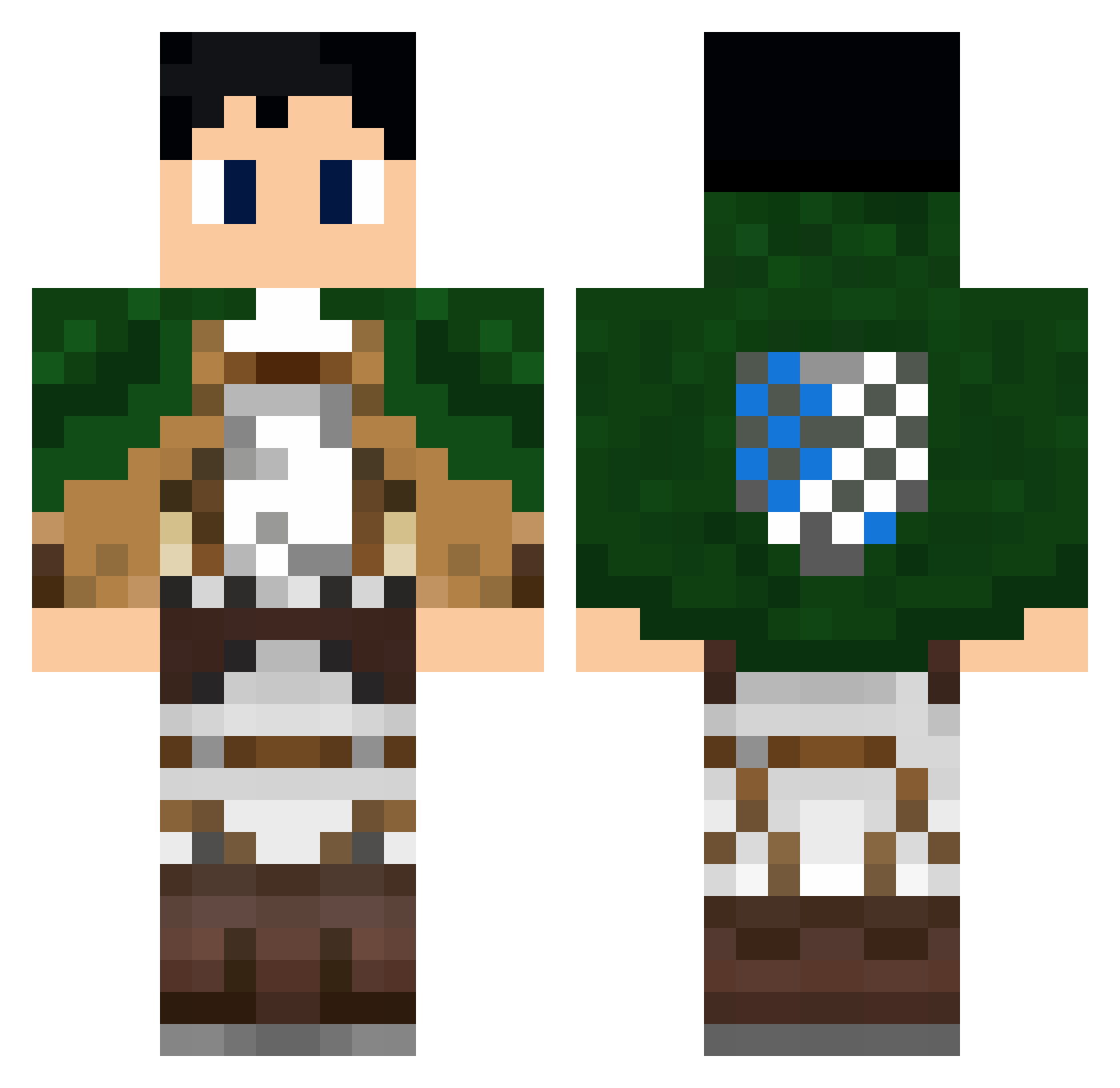 MrAdelio Minecraft skin, front and back view