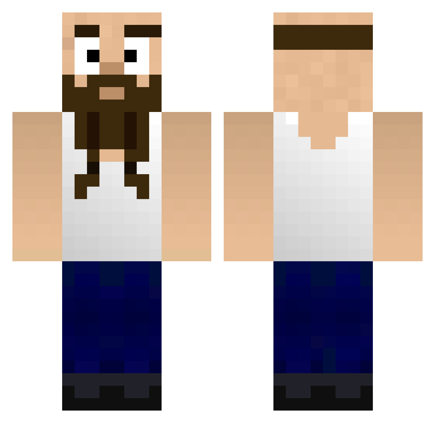 Snickering Minecraft skin, front and back view