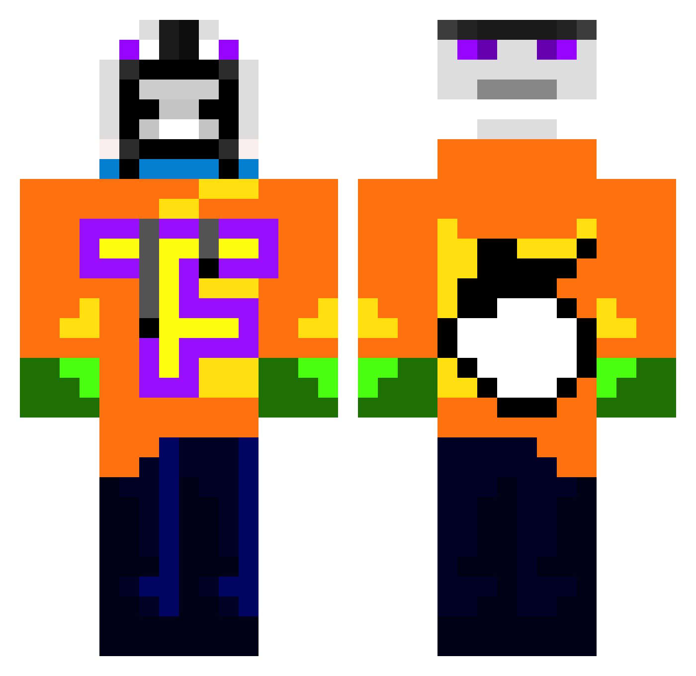 TakingFunYT Minecraft skin, front and back view