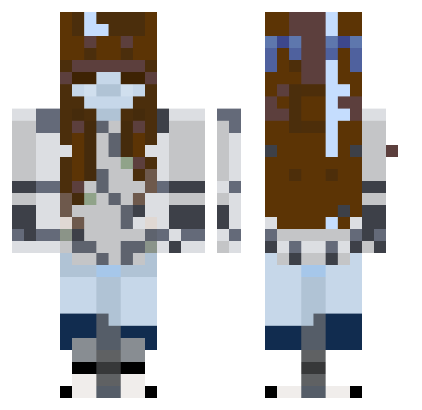 bluekuroki Minecraft skin, front and back view