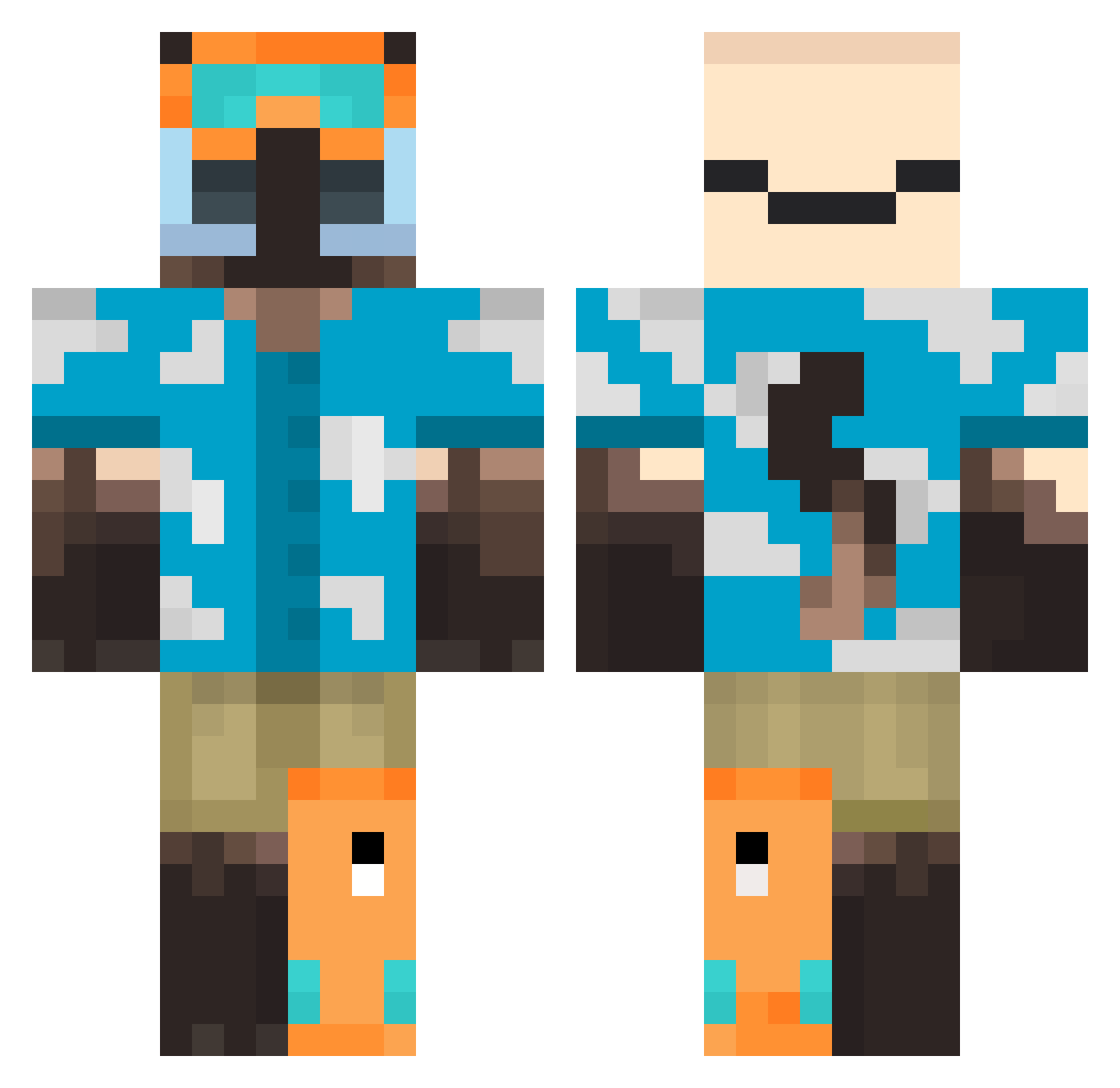 cosmicguy99 Minecraft skin, front and back view