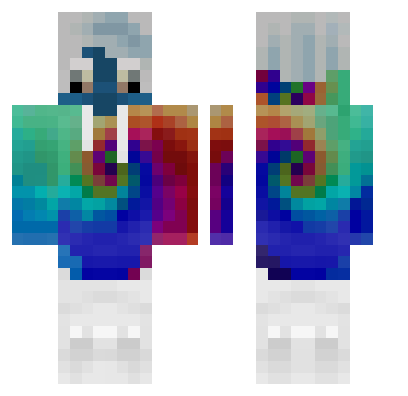 Kiwior Minecraft skin, front and back view