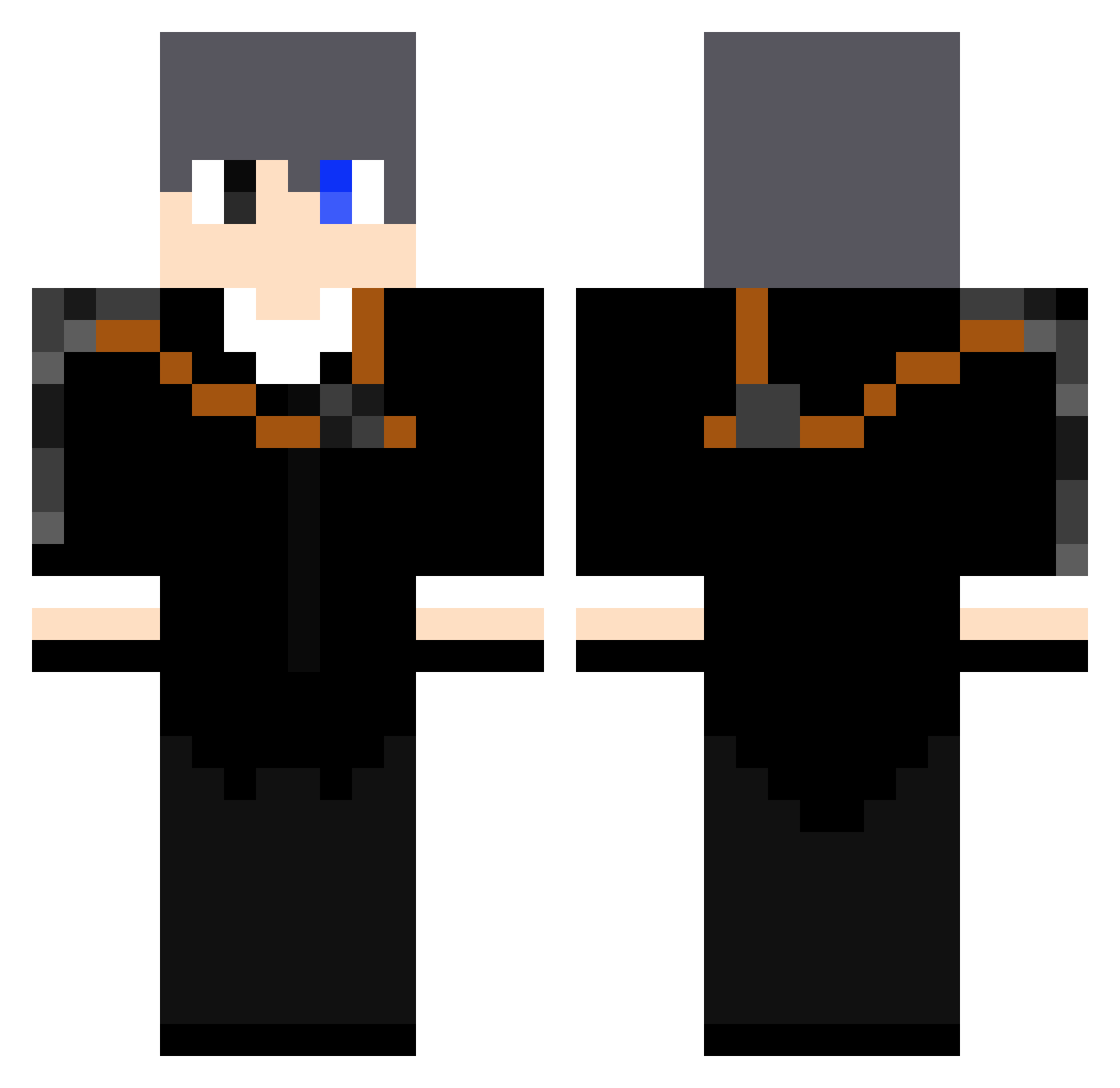 Q_alpha Minecraft skin, front and back view