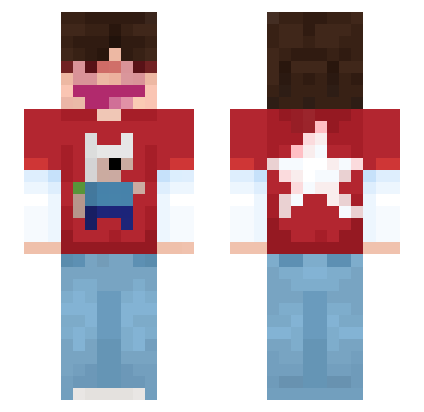 JustoLeal Minecraft skin, front and back view