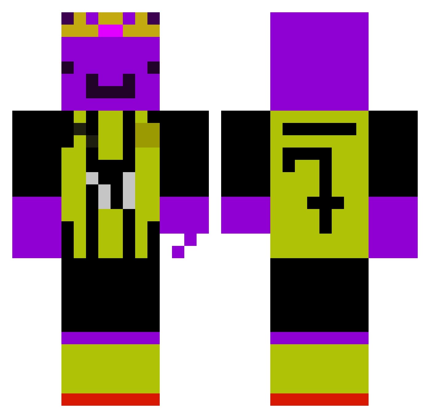 sawXsplasher Minecraft skin, front and back view