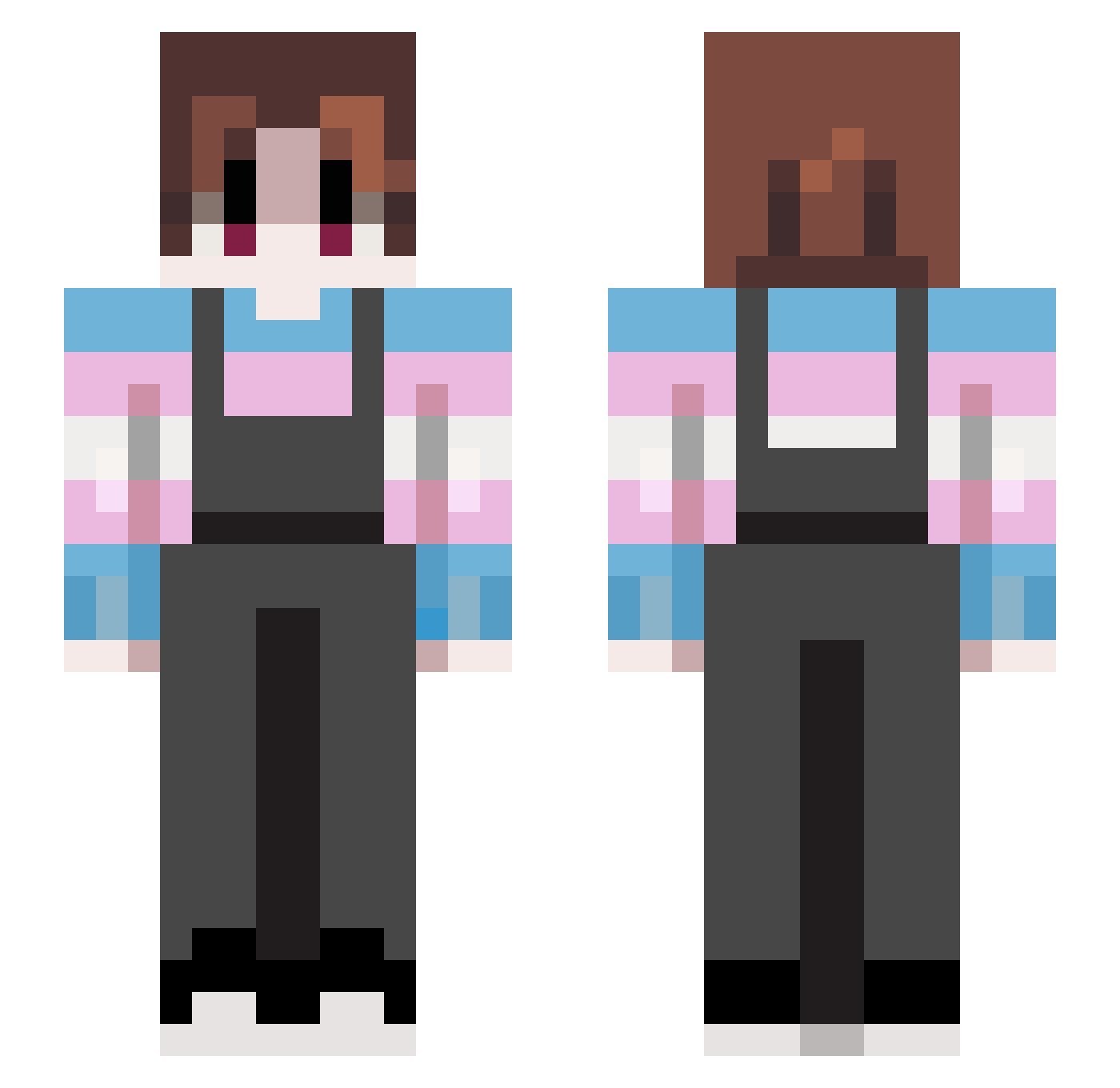 Azulnorojo Minecraft skin, front and back view