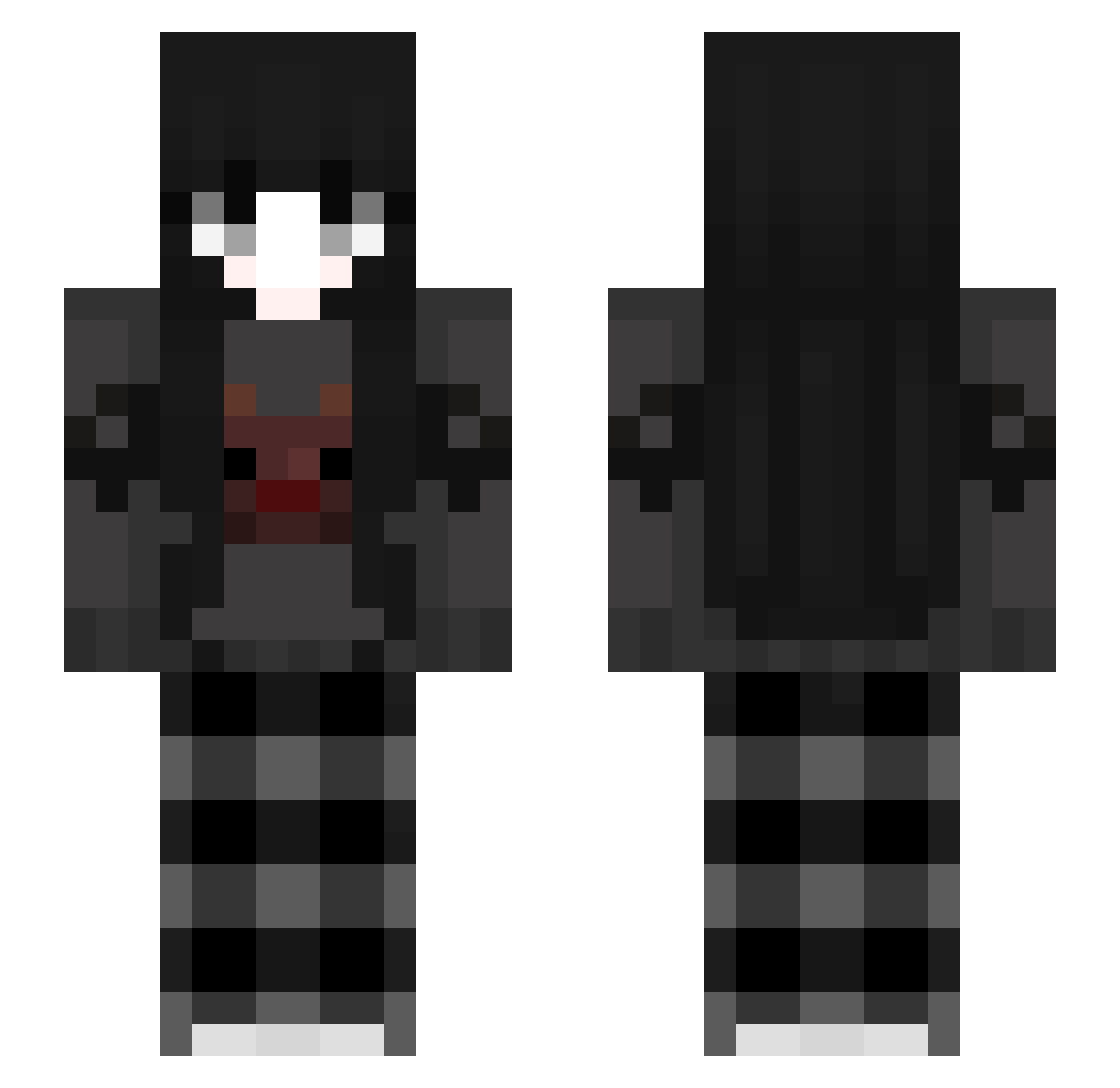 J4NA Minecraft skin, front and back view