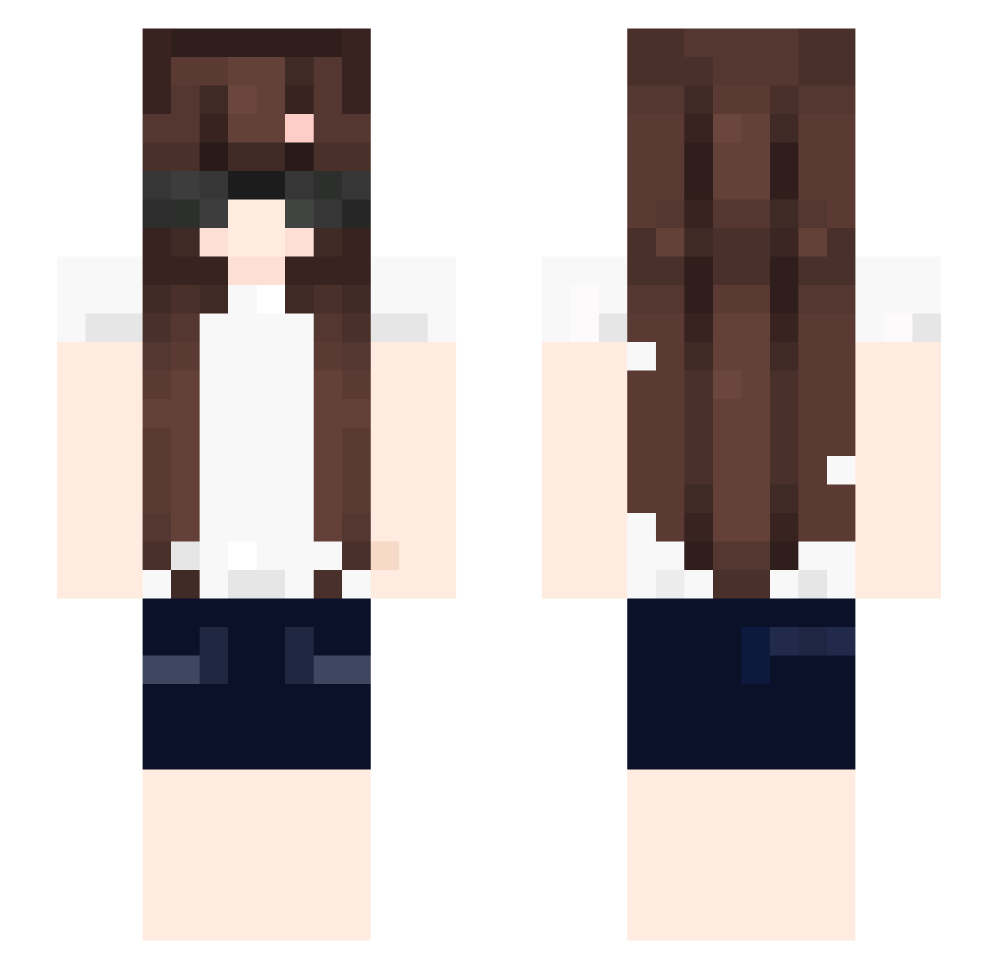 Sleepyfuru Minecraft skin, front and back view