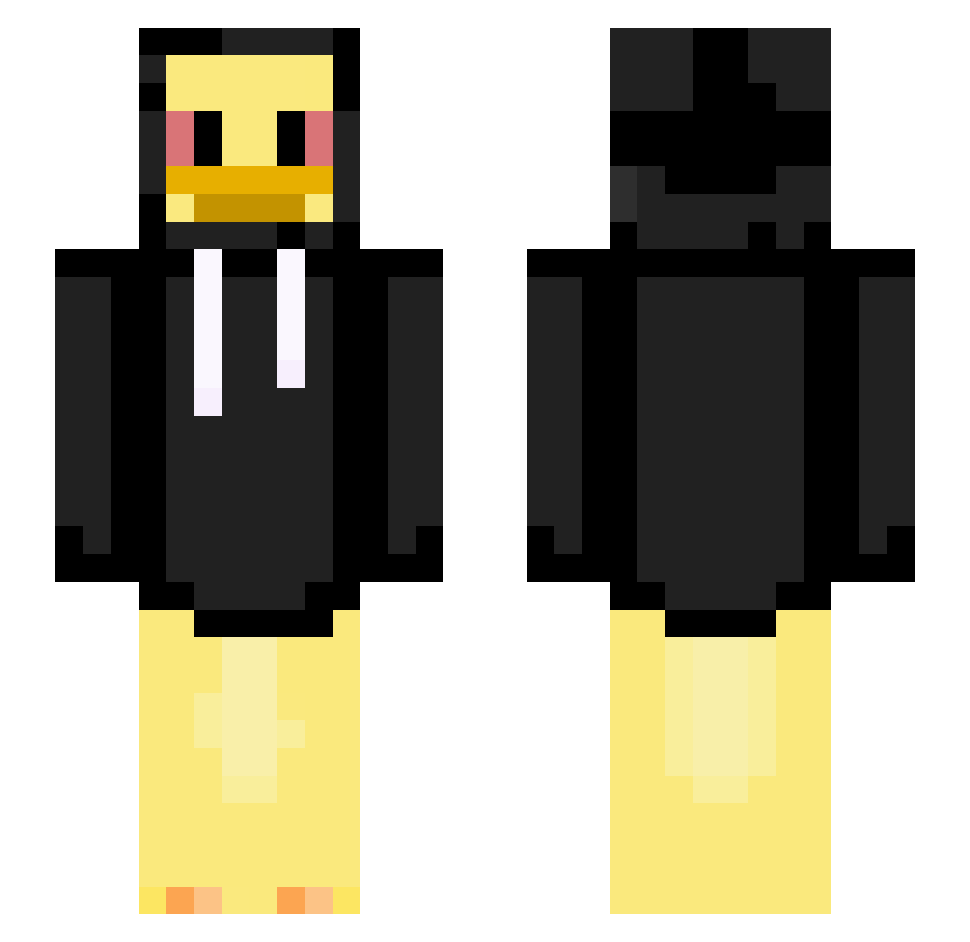 Sensibles Minecraft skin, front and back view